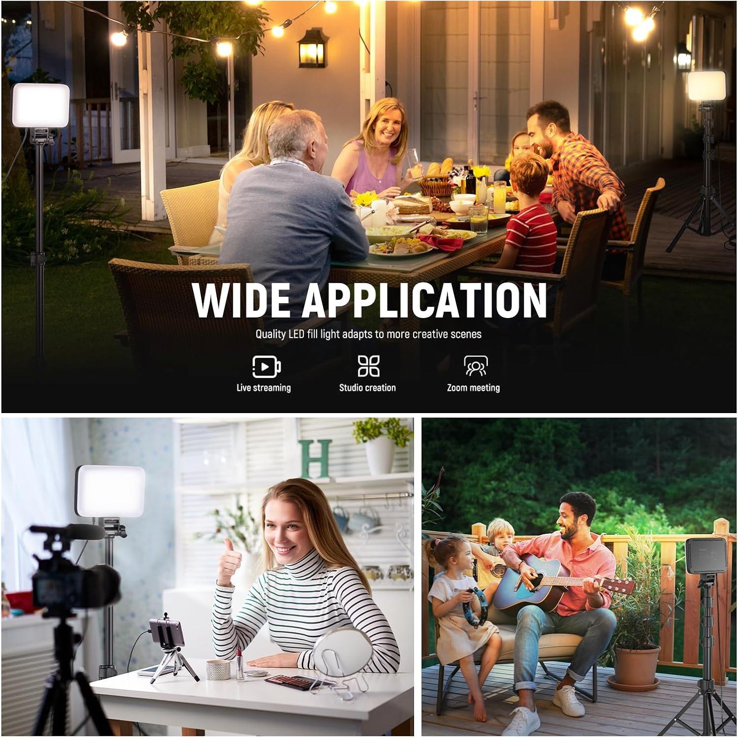 Kit de Iluminación LED Bi Color NEEWER Basics con Trípodes y Filtros