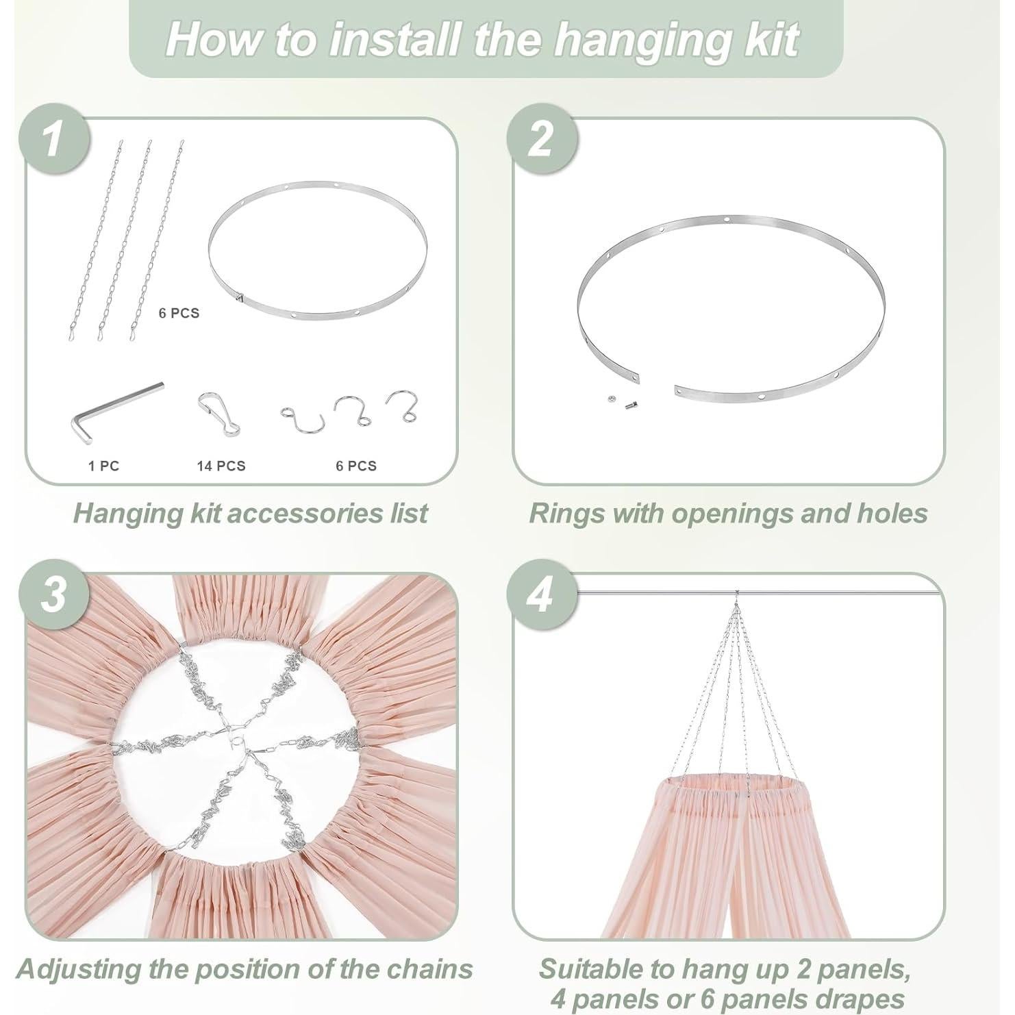 Kit de Hardware Metálico para Cortinas de Techo 60cm Fanqisi