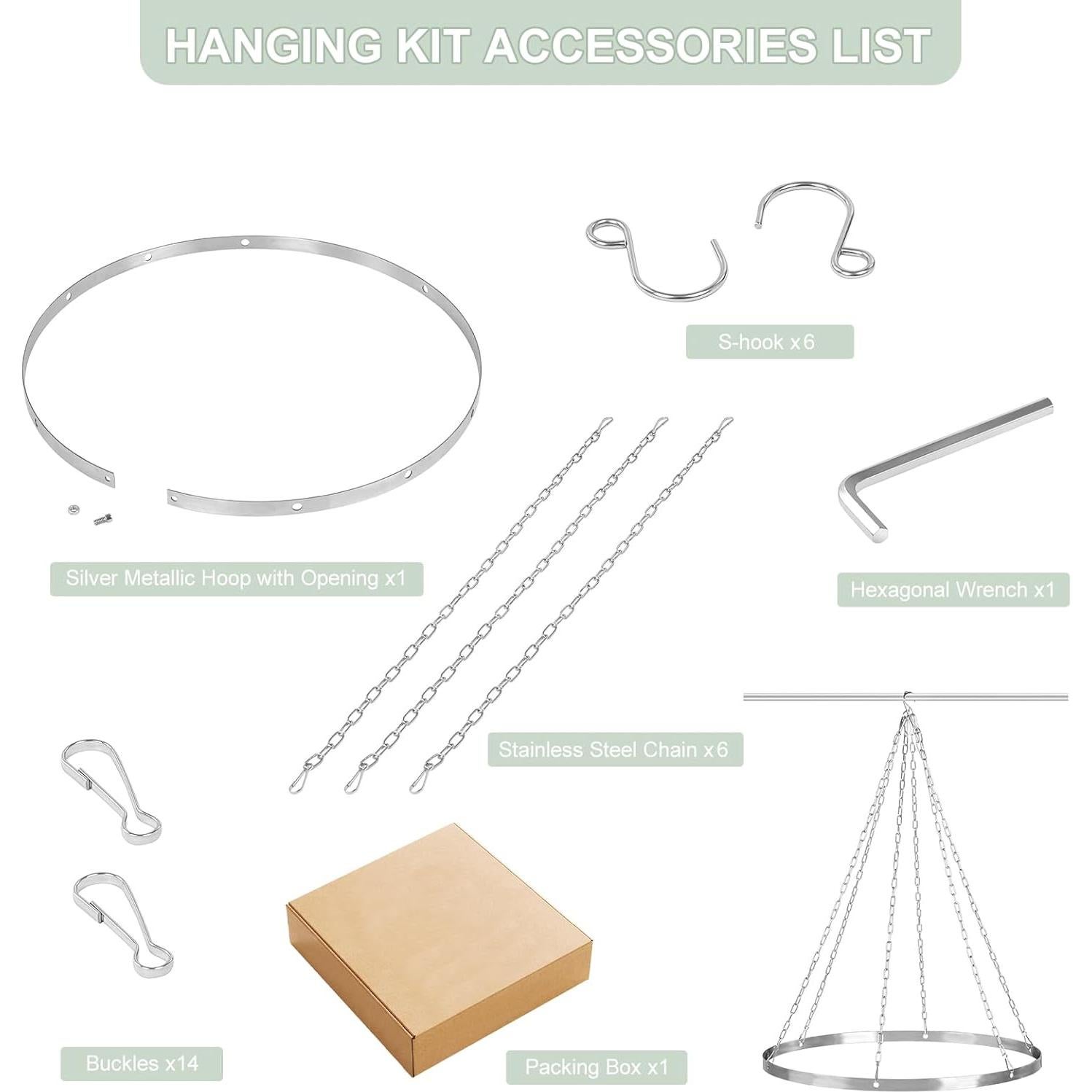 Kit de Hardware Metálico para Cortinas de Techo 60cm Fanqisi