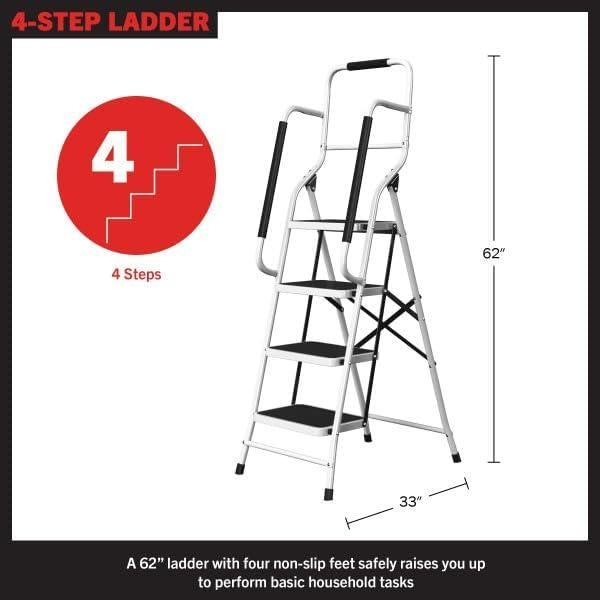 Escalera Plegable Stalwart 4 Pasos Antideslizante 330 kg