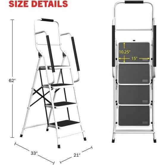 Escalera Plegable Stalwart 4 Pasos Antideslizante 330 kg