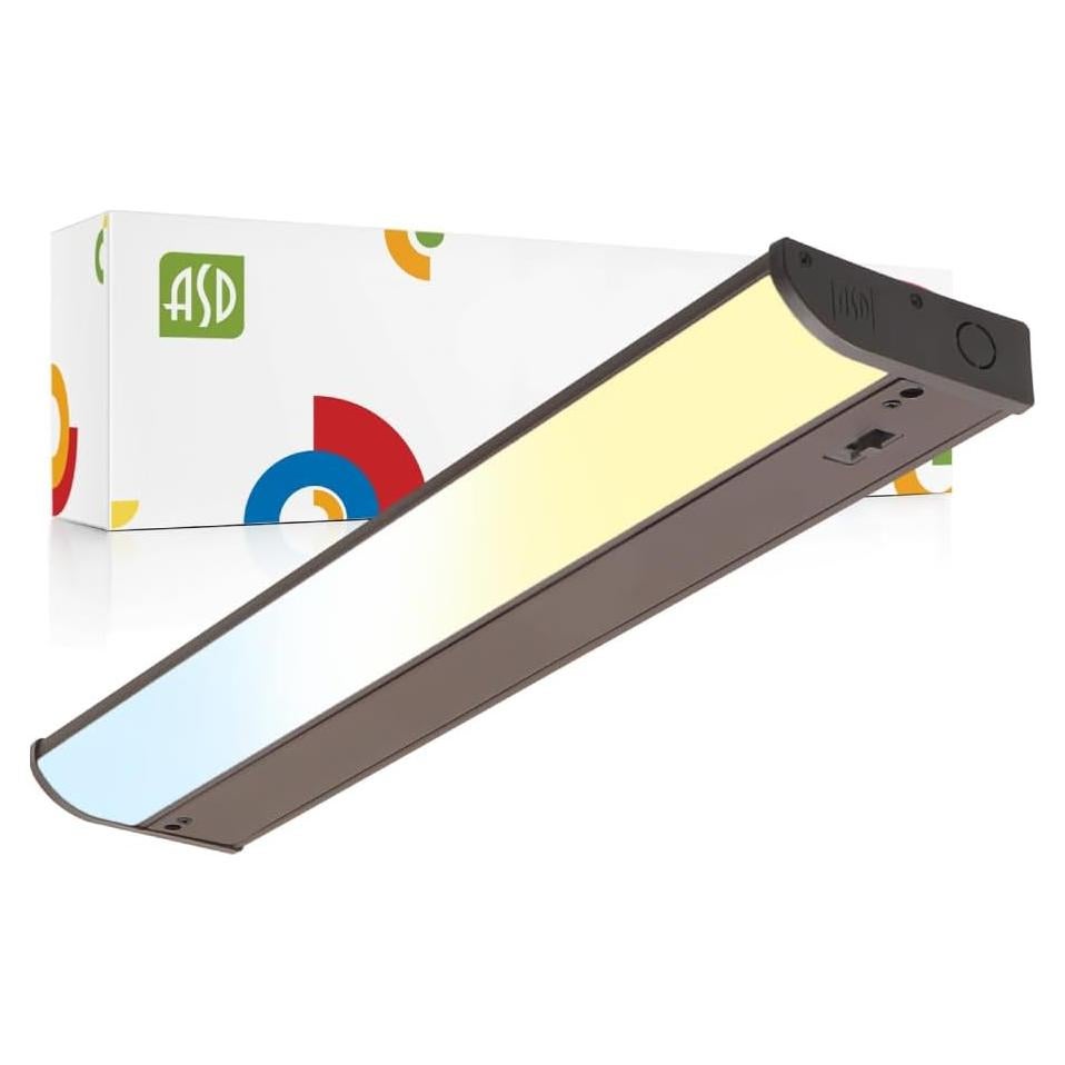 ASD LED Under Cabinet Lighting Bronze, 18 inch 8W 715 LM, Dimmable Hardwired Under Cabinet Lights for Kitchen, 3000K/4000K/5000K, Under Counter Light Fixtures, ETL Energy Star (Has On/Off Switch)