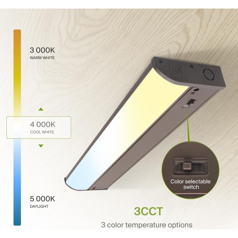 ASD LED Under Cabinet Lighting Bronze, 18 inch 8W 715 LM, Dimmable Hardwired Under Cabinet Lights for Kitchen, 3000K/4000K/5000K, Under Counter Light Fixtures, ETL Energy Star (Has On/Off Switch)