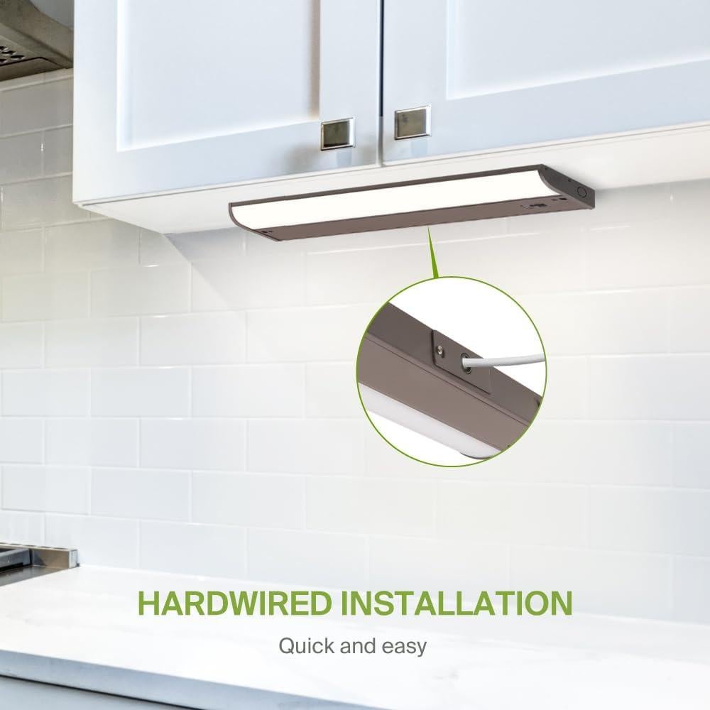 ASD LED Under Cabinet Lighting Bronze, 18 inch 8W 715 LM, Dimmable Hardwired Under Cabinet Lights for Kitchen, 3000K/4000K/5000K, Under Counter Light Fixtures, ETL Energy Star (Has On/Off Switch)
