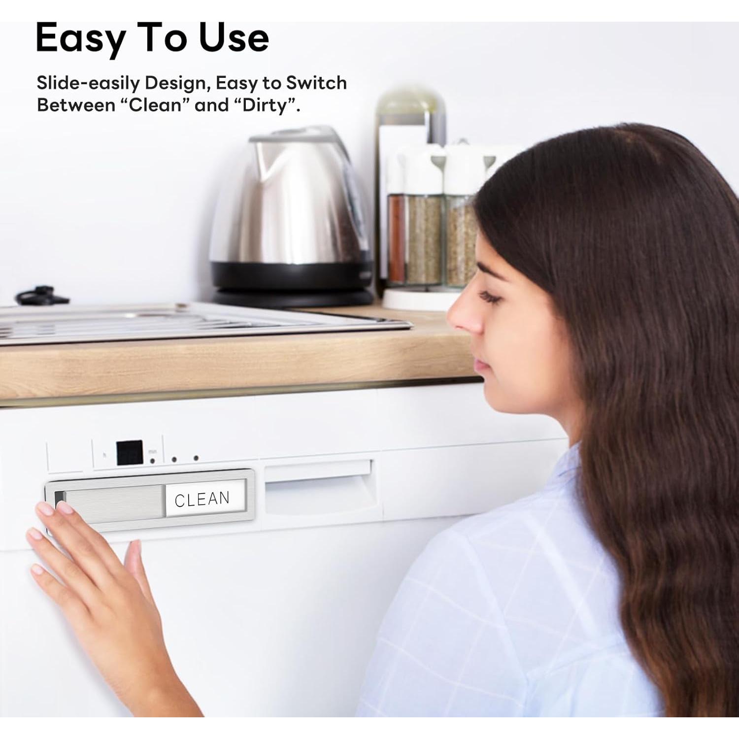 Imán de Lavavajillas KitchenTour Limpio Sucio Acero Inoxidable