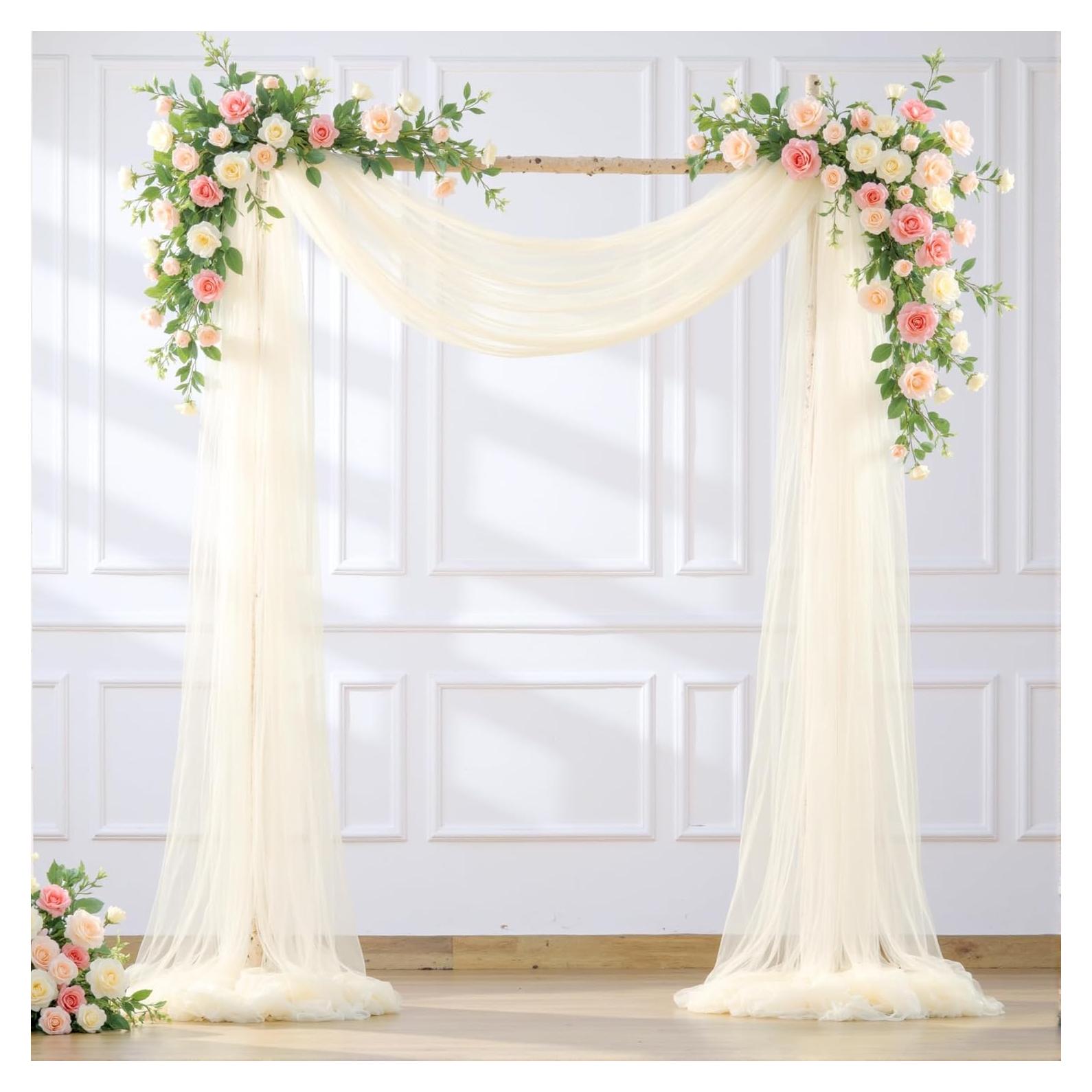 Tela de Drapado para Arco de Boda Marfil 1 Panel 76.2 cm x 5.79 m