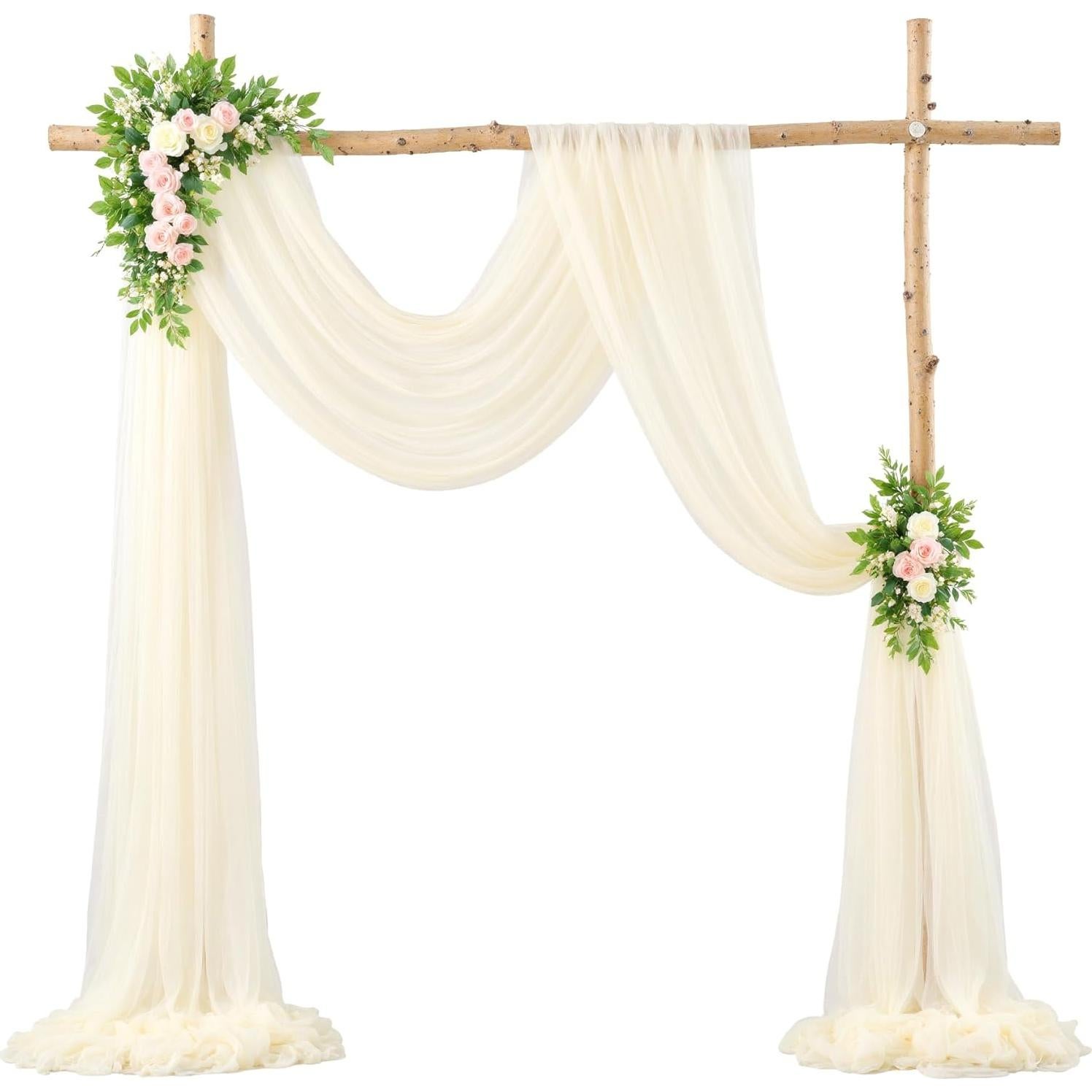Tela de Drapado para Arco de Boda Marfil 1 Panel 76.2 cm x 5.79 m
