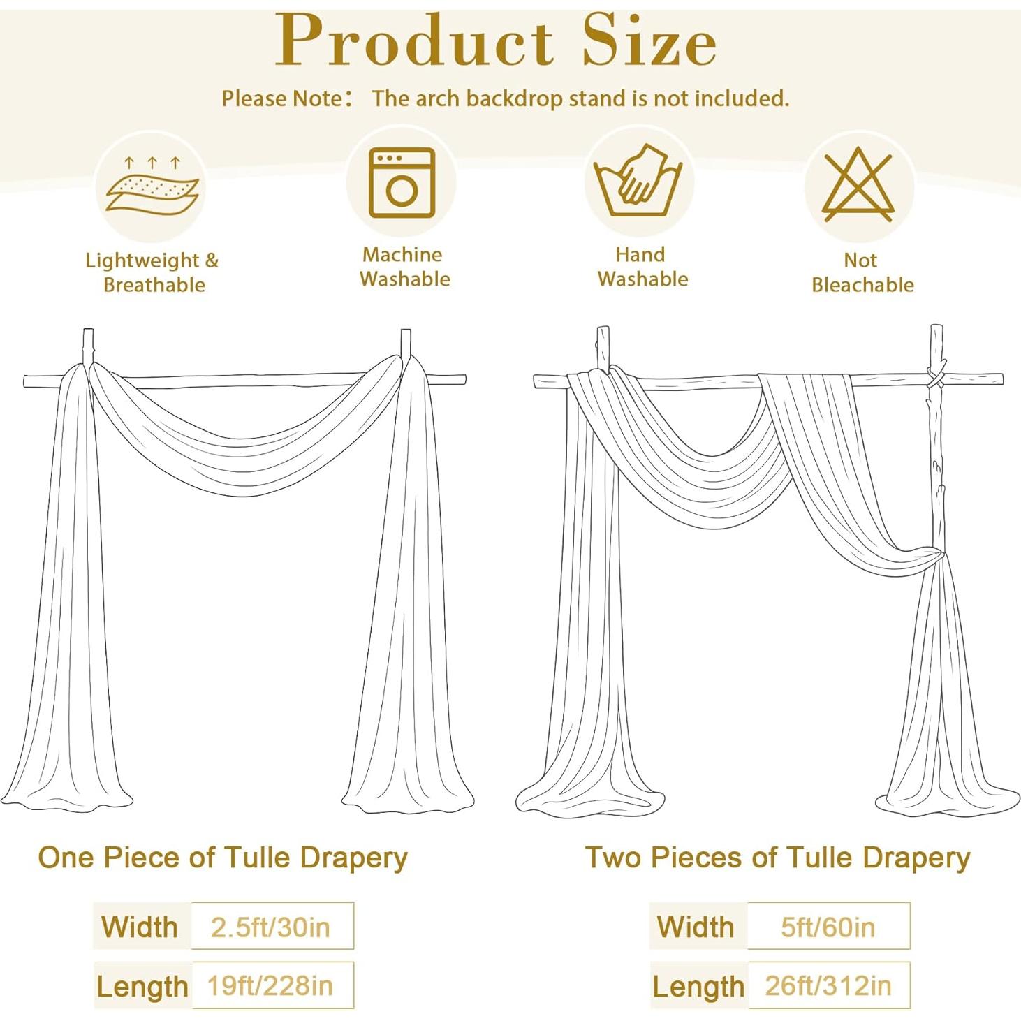 Tela de Drapado para Arco de Boda Marfil 1 Panel 76.2 cm x 5.79 m