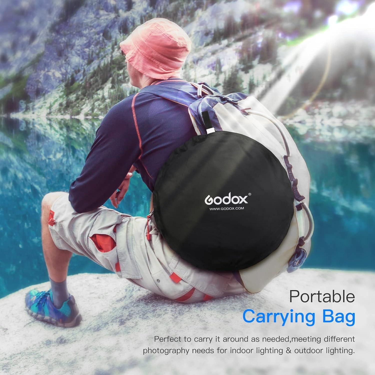 Reflector de Luz 5-en-1 Godox 110cm Plegable con Clip y Bolsa