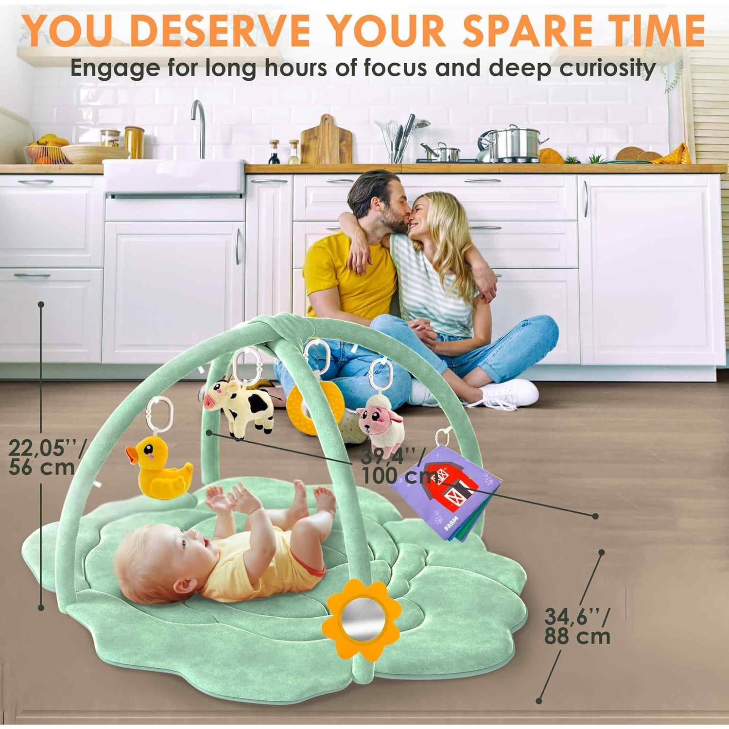 Gimnasio de Juego QUOKKA XL - Alfombra Repollo con 6 Juguetes