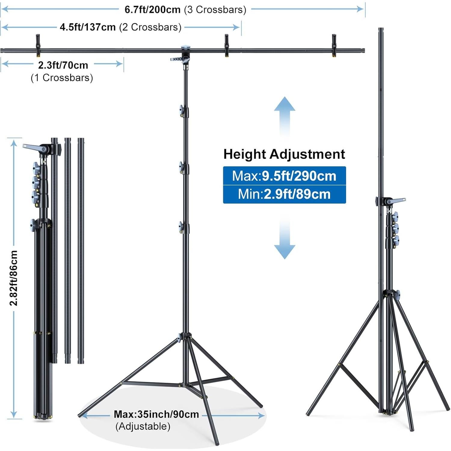 Soporte de Fondo Portátil LINCO 2.9m Ajustable con Clips