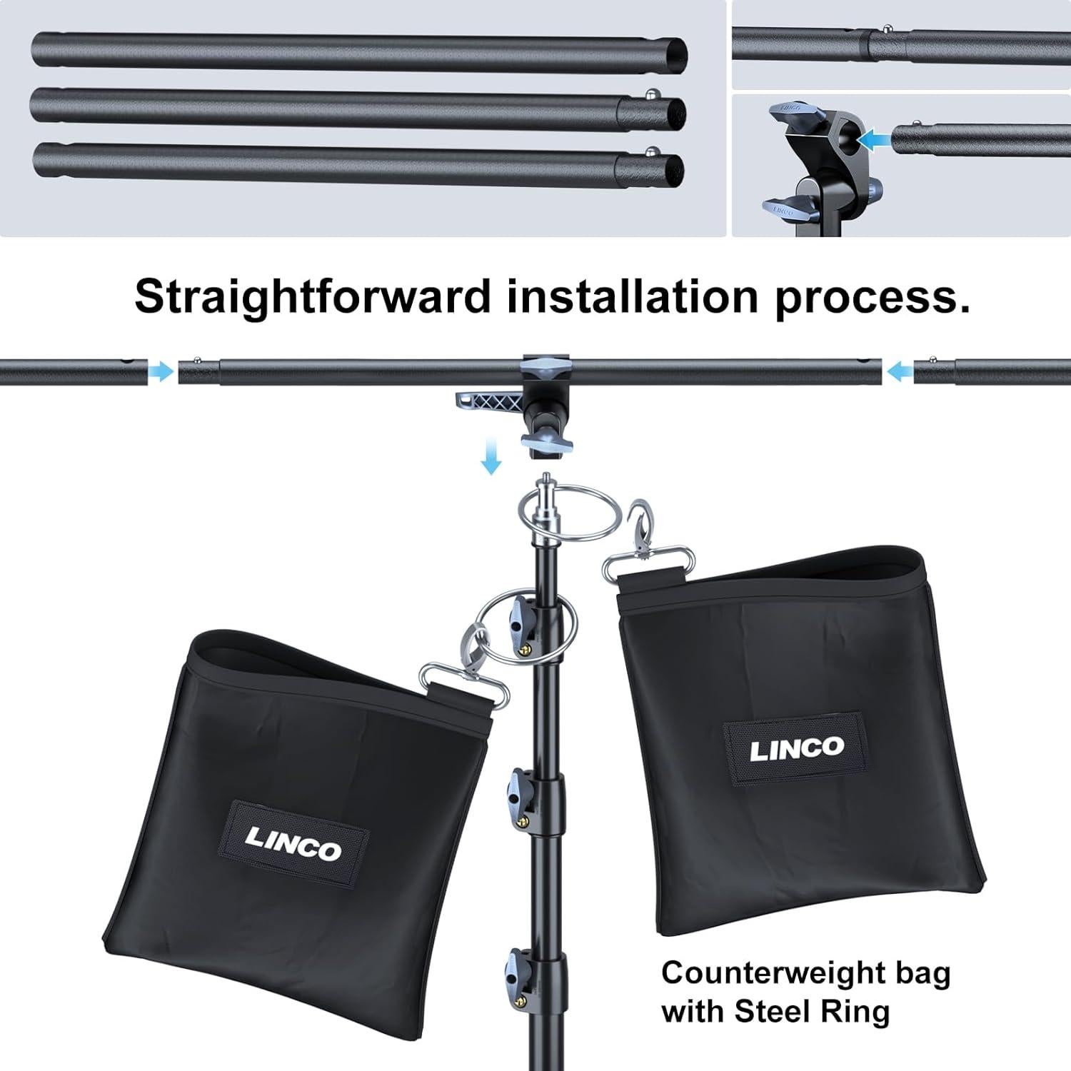 Soporte de Fondo Portátil LINCO 2.9m Ajustable con Clips