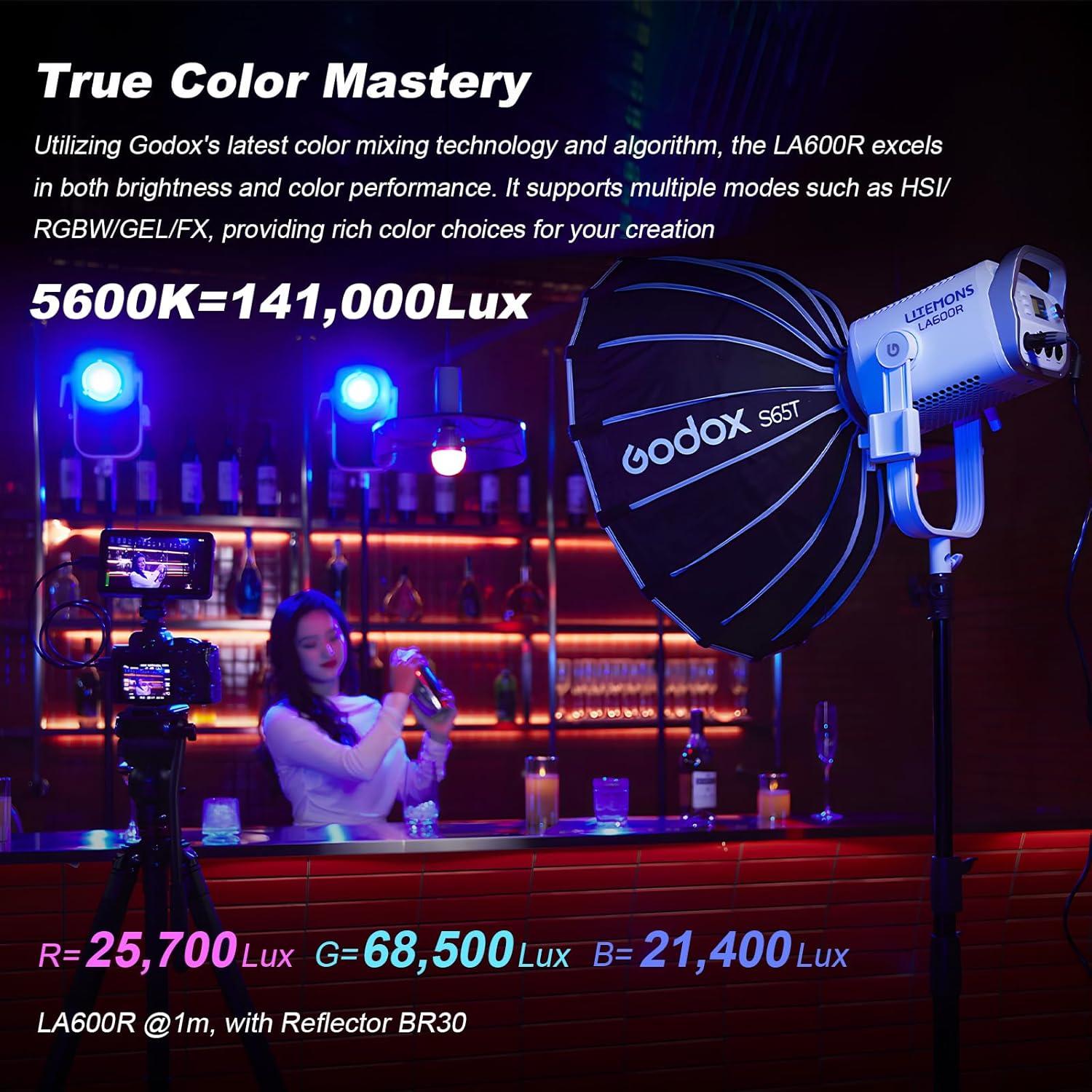 Godox LA600R Luz LED RGB COB 600W con Bolsa de Transporte