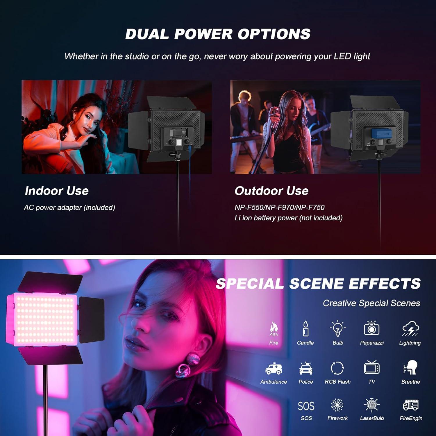 Kit de Luz de Video LED RGB 20W 12.6in Soonpho con Soporte