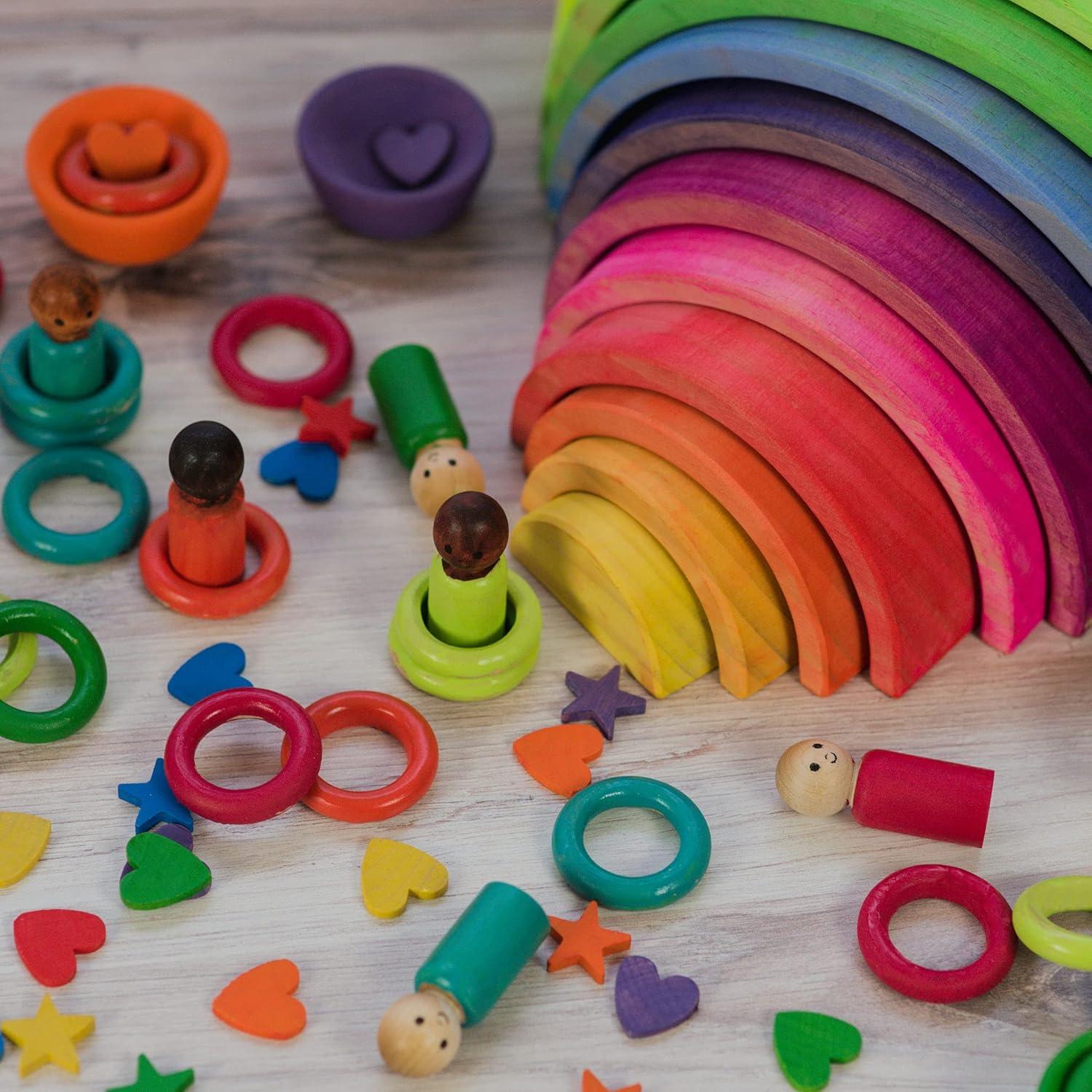 Set de 12 Arcos de Arcoíris de Madera Natural Woodpeckers