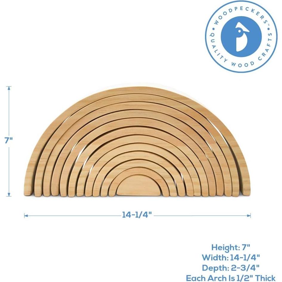 Set de 12 Arcos de Arcoíris de Madera Natural Woodpeckers