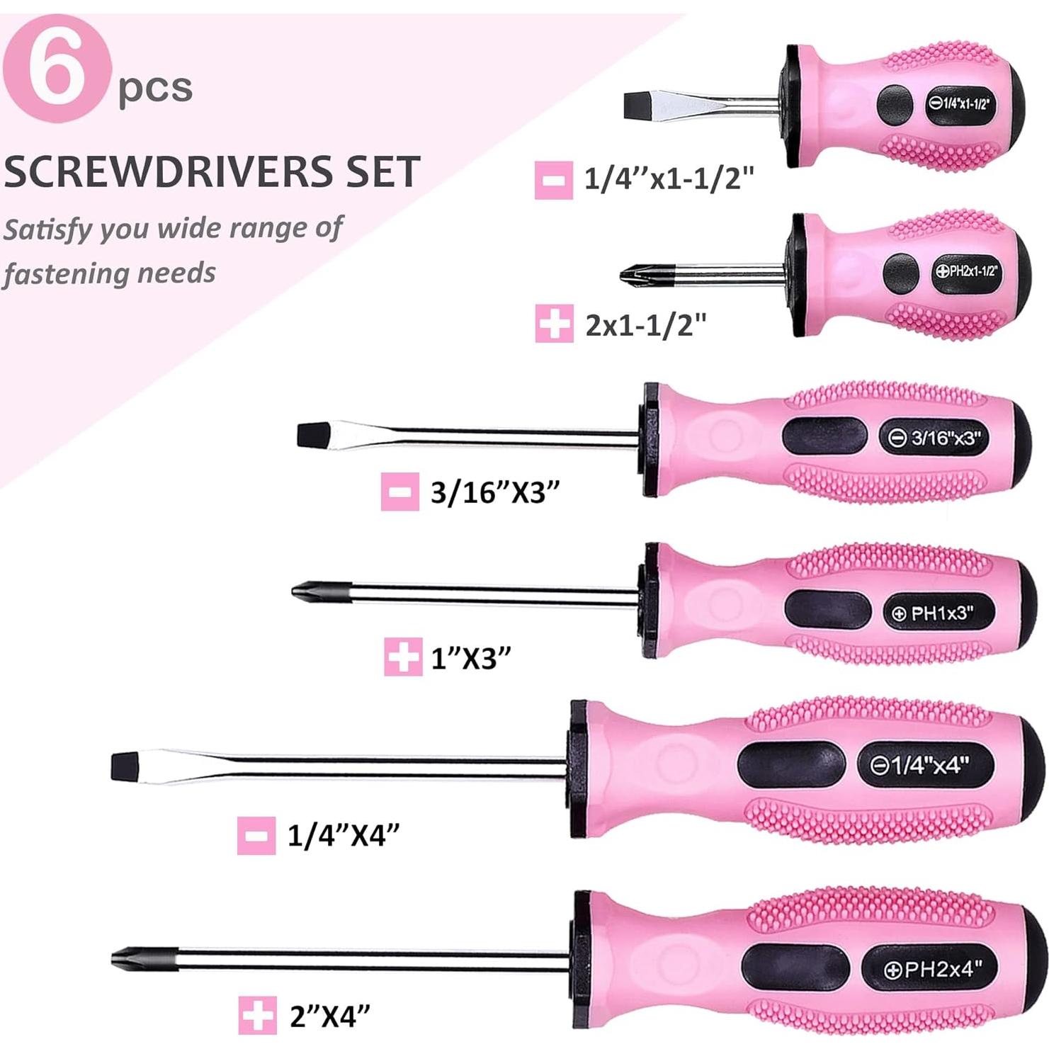 Juego de Destornilladores Magnéticos 21 Piezas FASTPRO Rosa