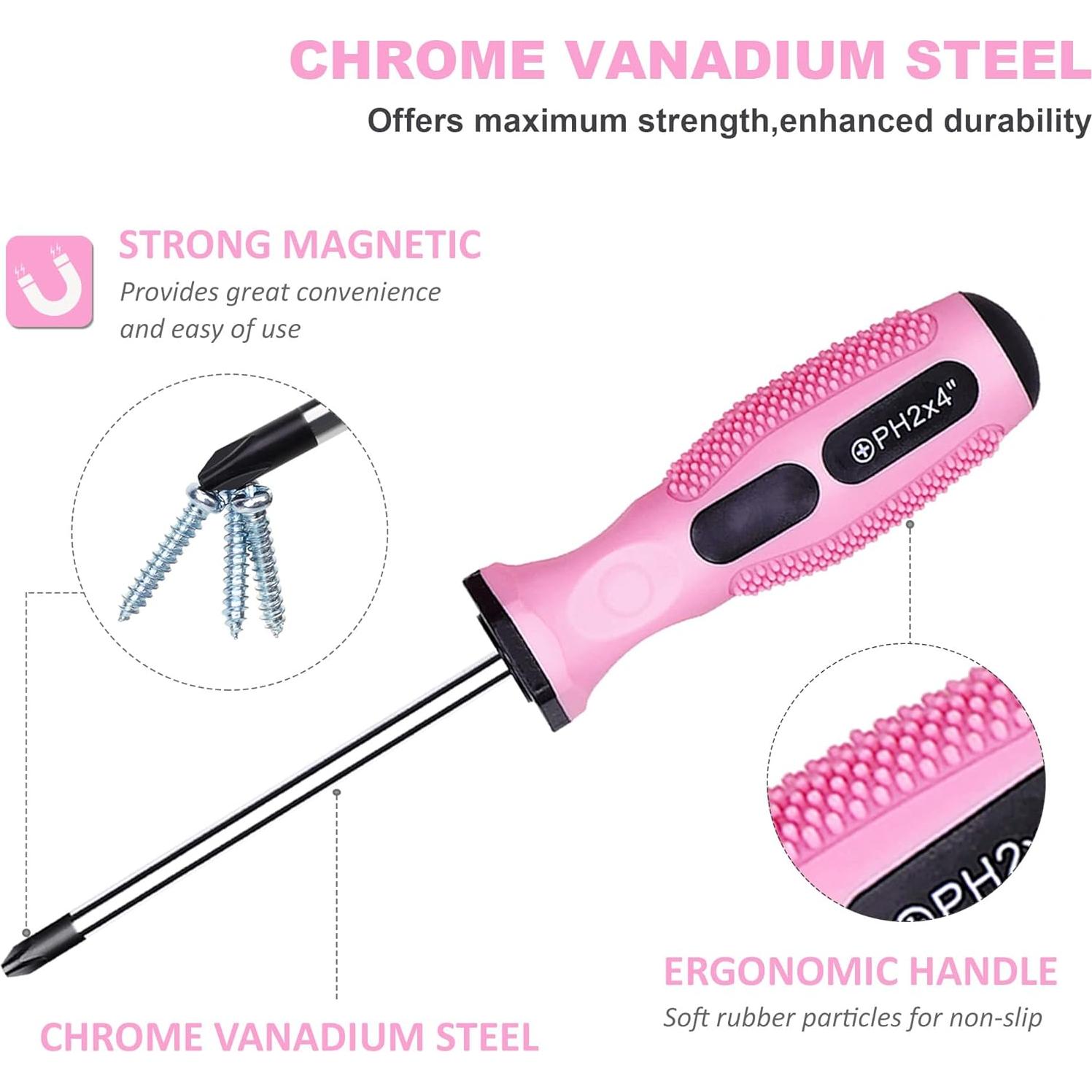 Juego de Destornilladores Magnéticos 21 Piezas FASTPRO Rosa