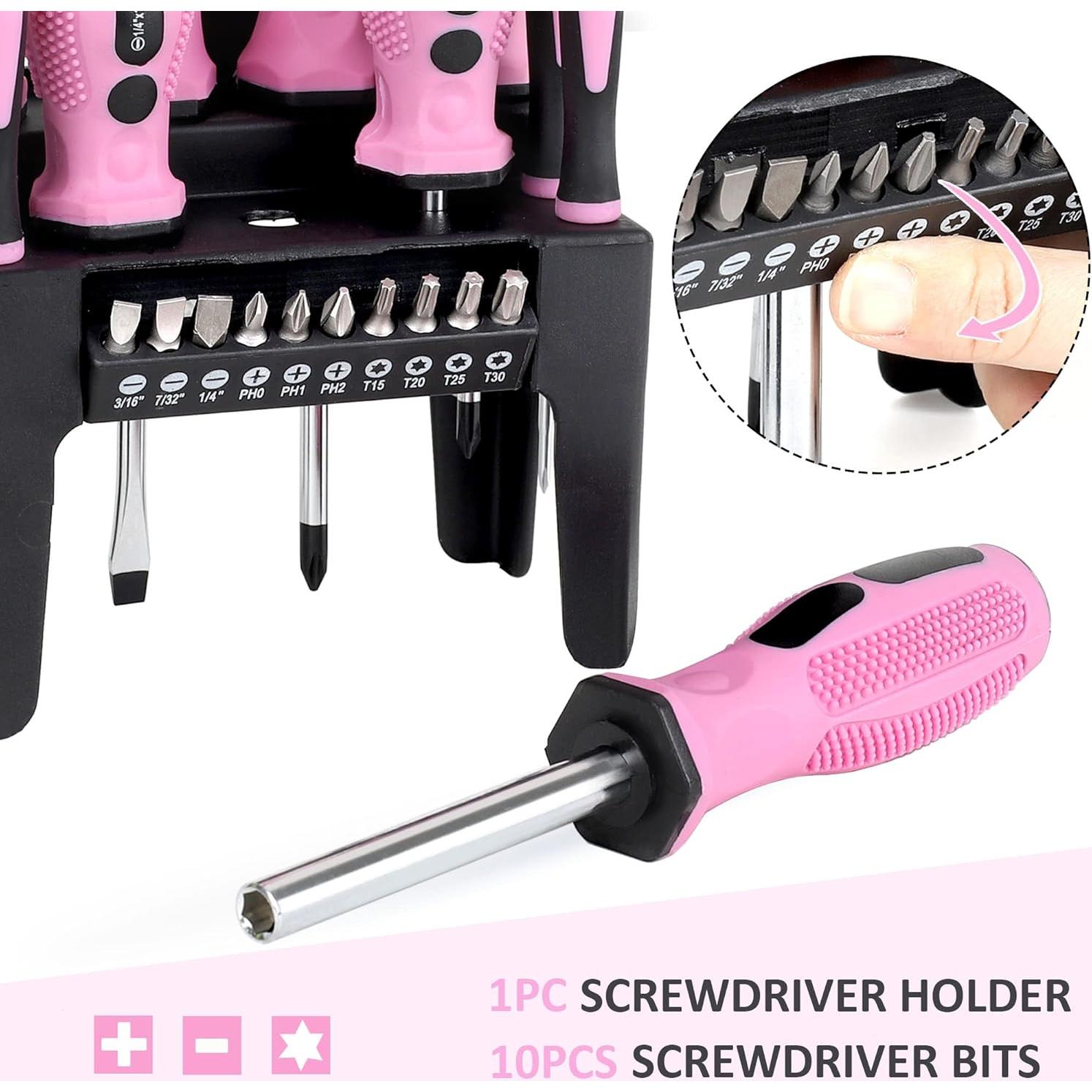 Juego de Destornilladores Magnéticos 21 Piezas FASTPRO Rosa