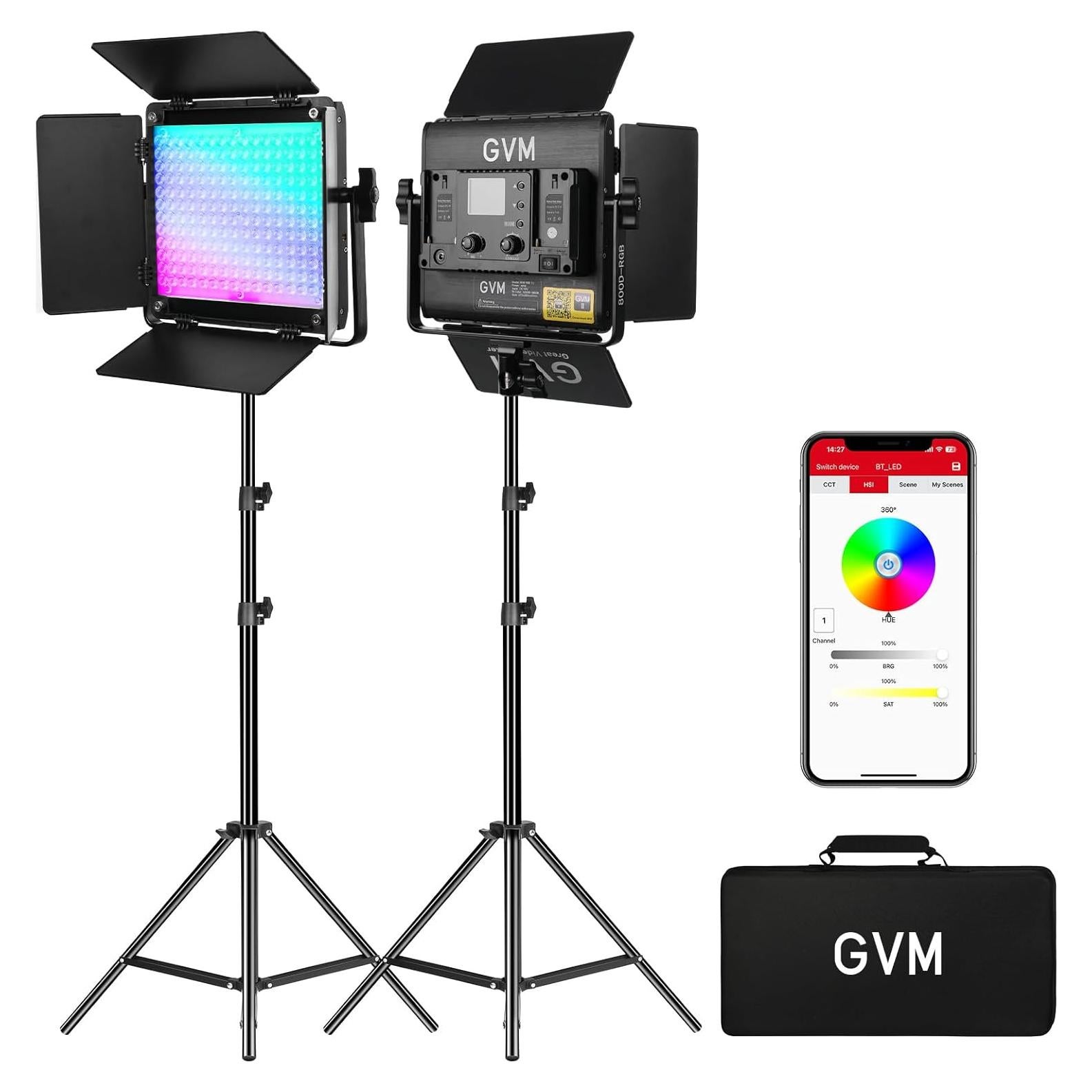 GVM 800D RGB LED Luz de Video Bi-Color 3200K-5600K