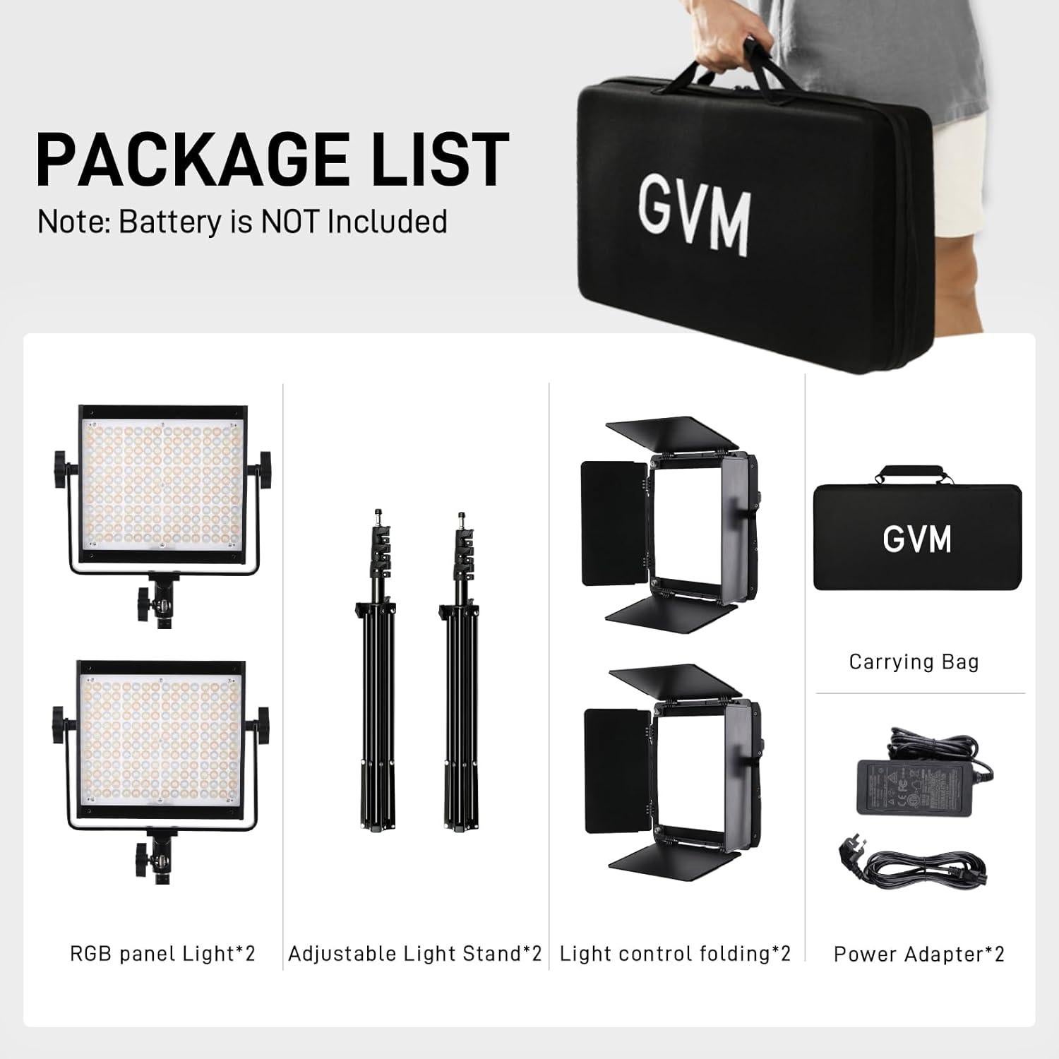 GVM 800D RGB LED Luz de Video Bi-Color 3200K-5600K