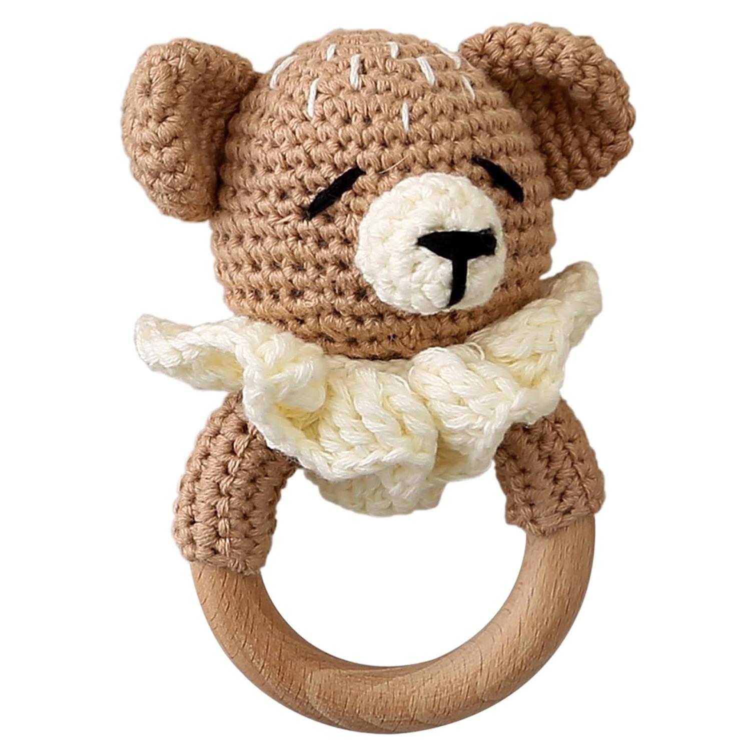 Sonajero de Madera Chriswell Oso para Bebés - Juguete Seguro