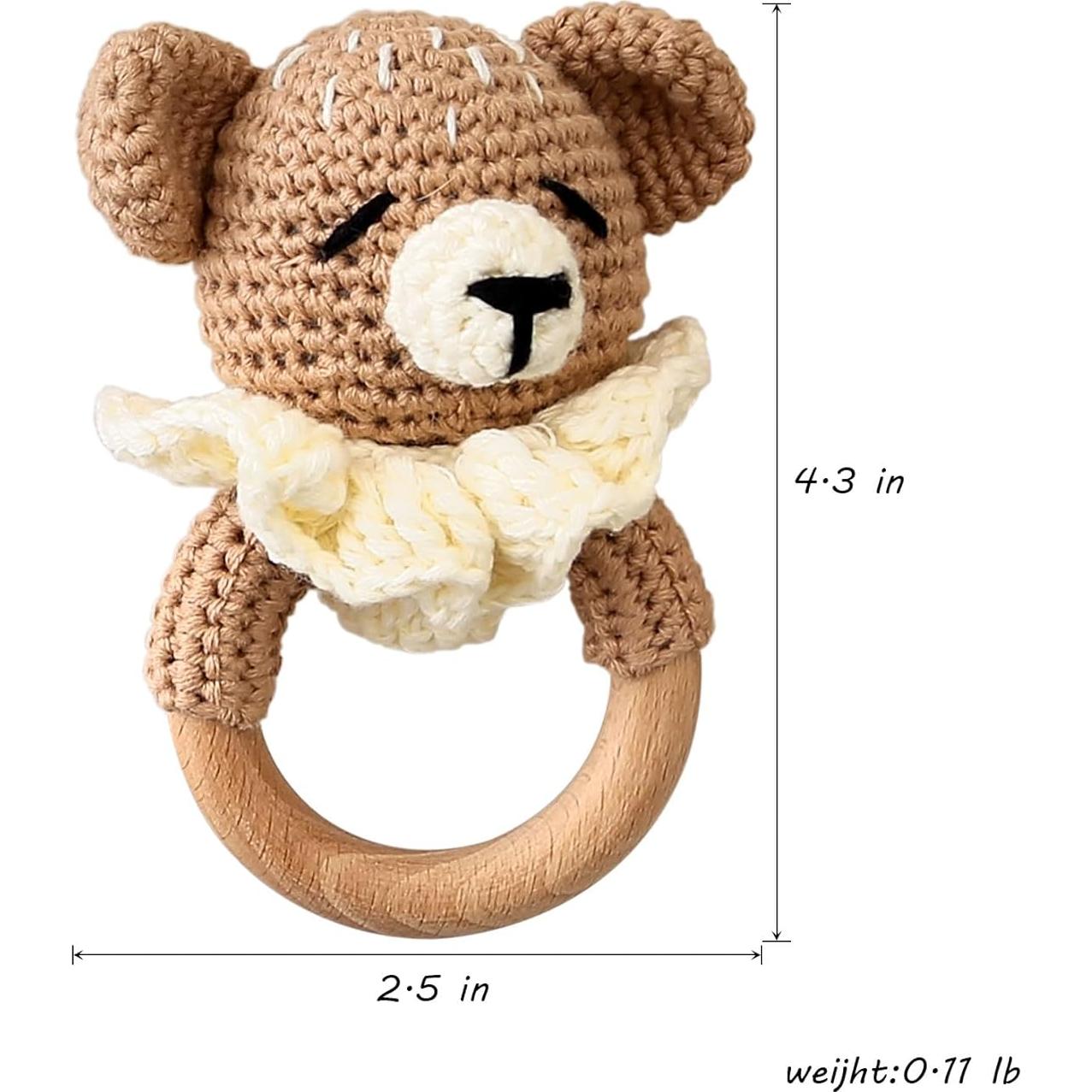 Sonajero de Madera Chriswell Oso para Bebés - Juguete Seguro