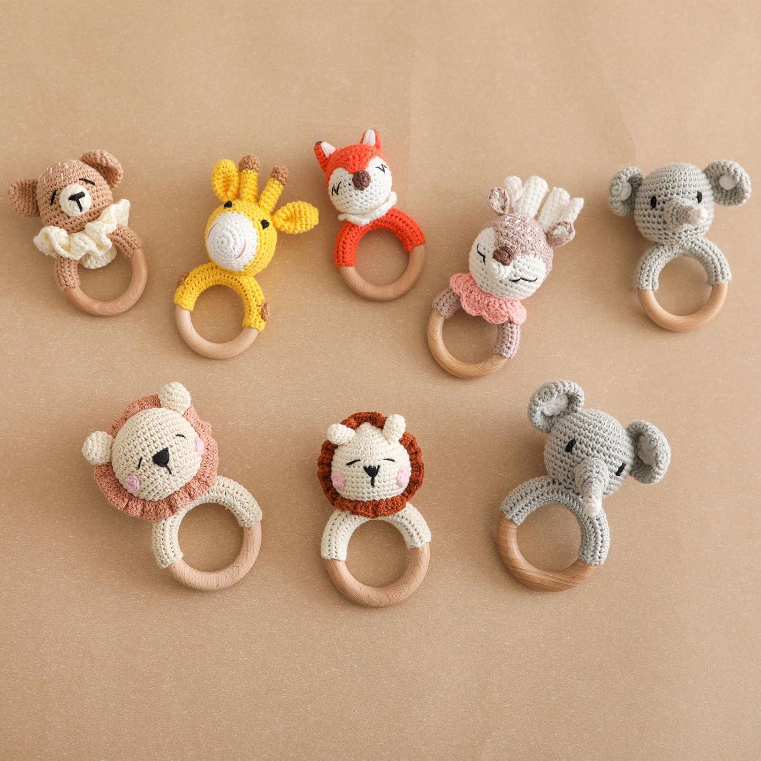 Sonajero de Madera Chriswell Oso para Bebés - Juguete Seguro