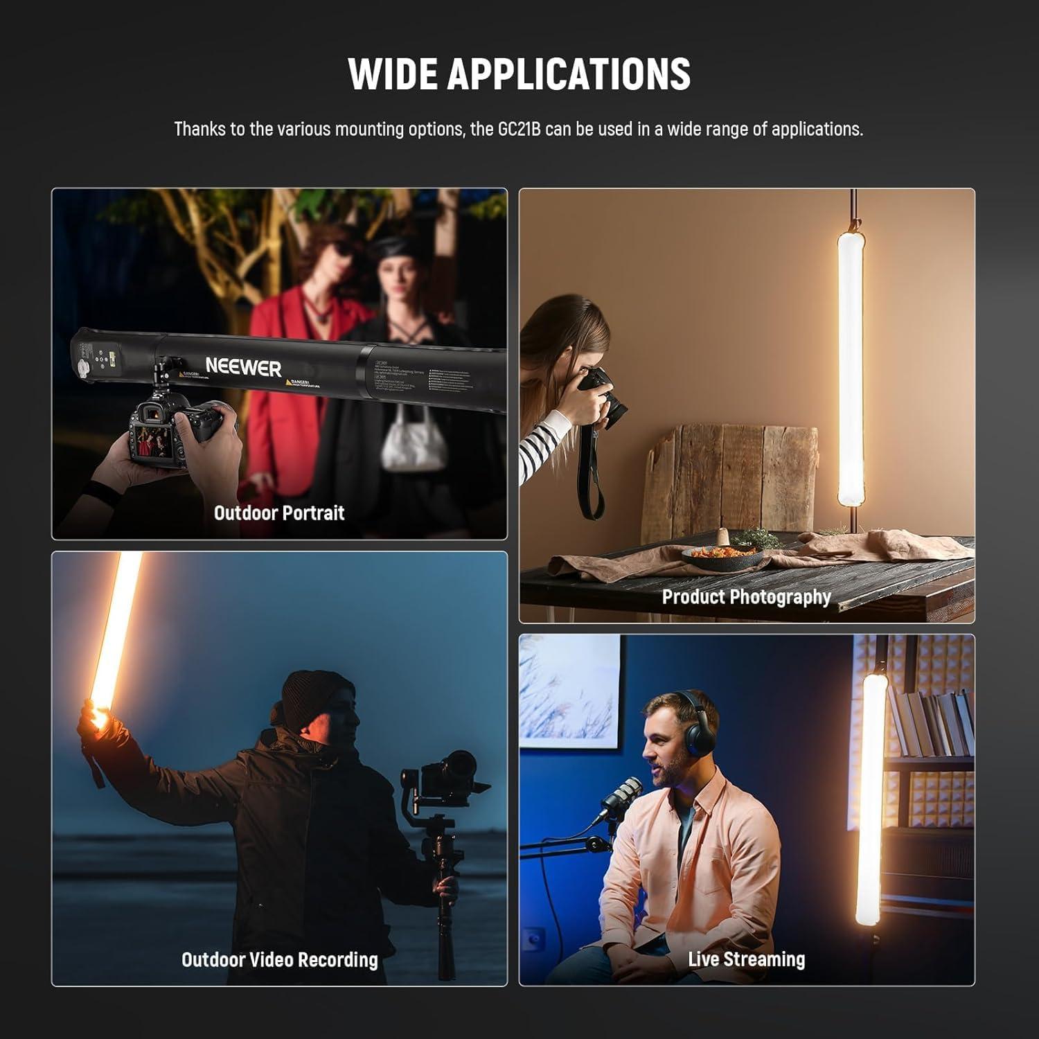 Luz LED Portátil NEEWER 21W Bi Color 90cm 1300Lux Recargable