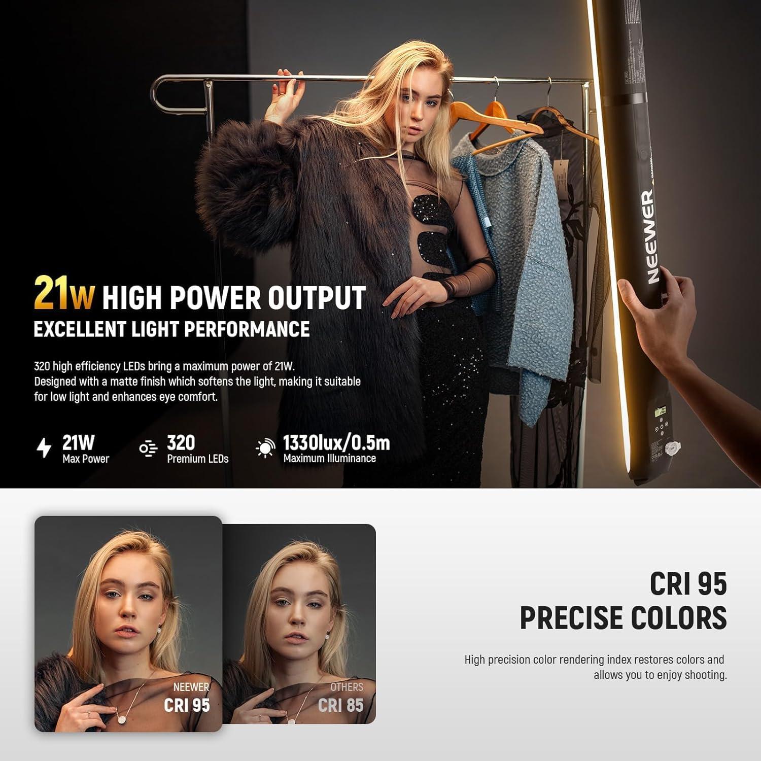 Luz LED Portátil NEEWER 21W Bi Color 90cm 1300Lux Recargable