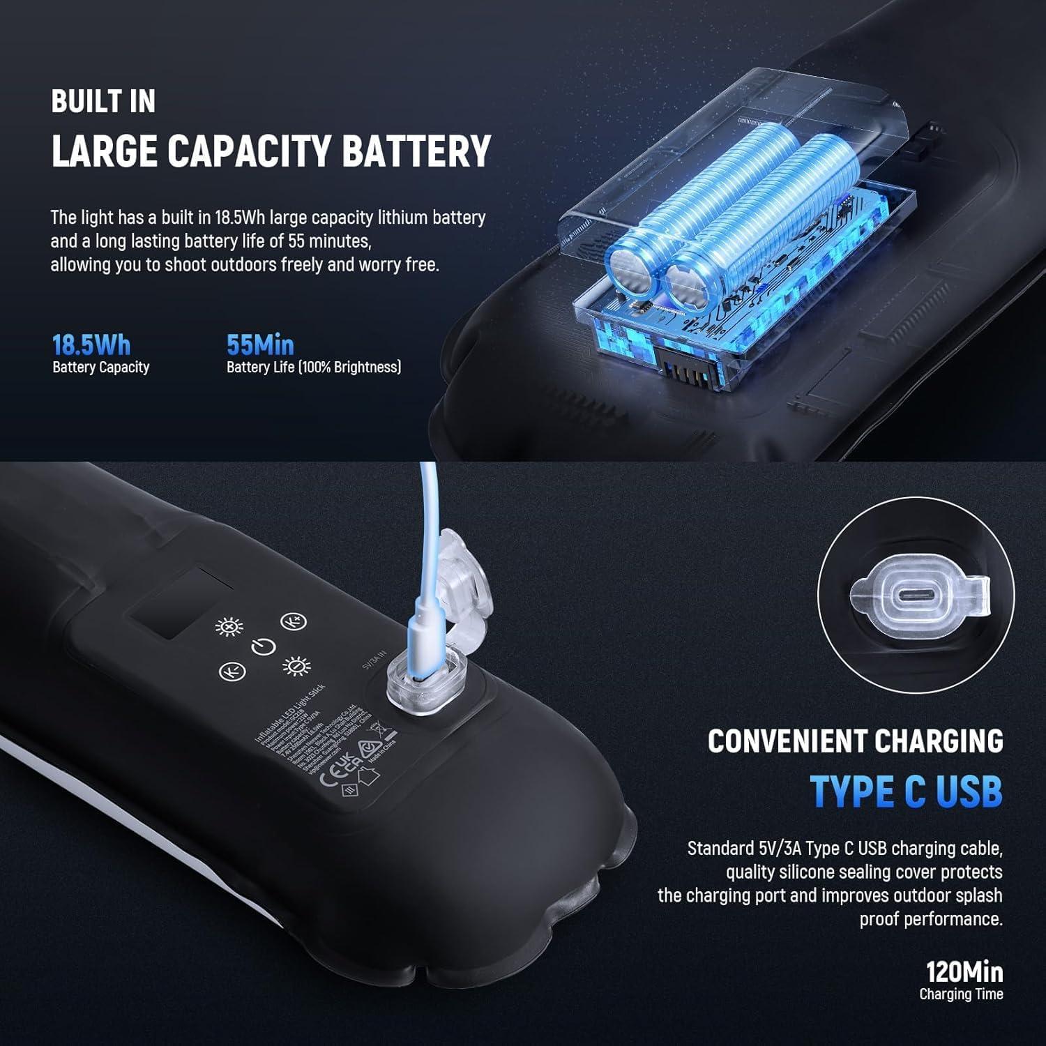 Luz LED Portátil NEEWER 21W Bi Color 90cm 1300Lux Recargable