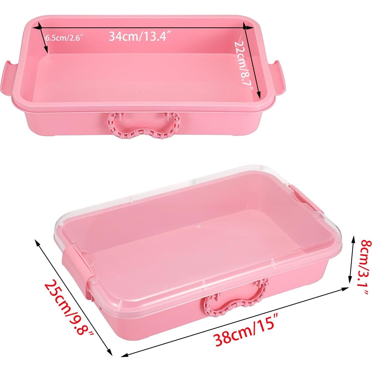 Bandeja de Arena Plástica BTSKY 2PCS 38x25x8cm Rosa con Tapa