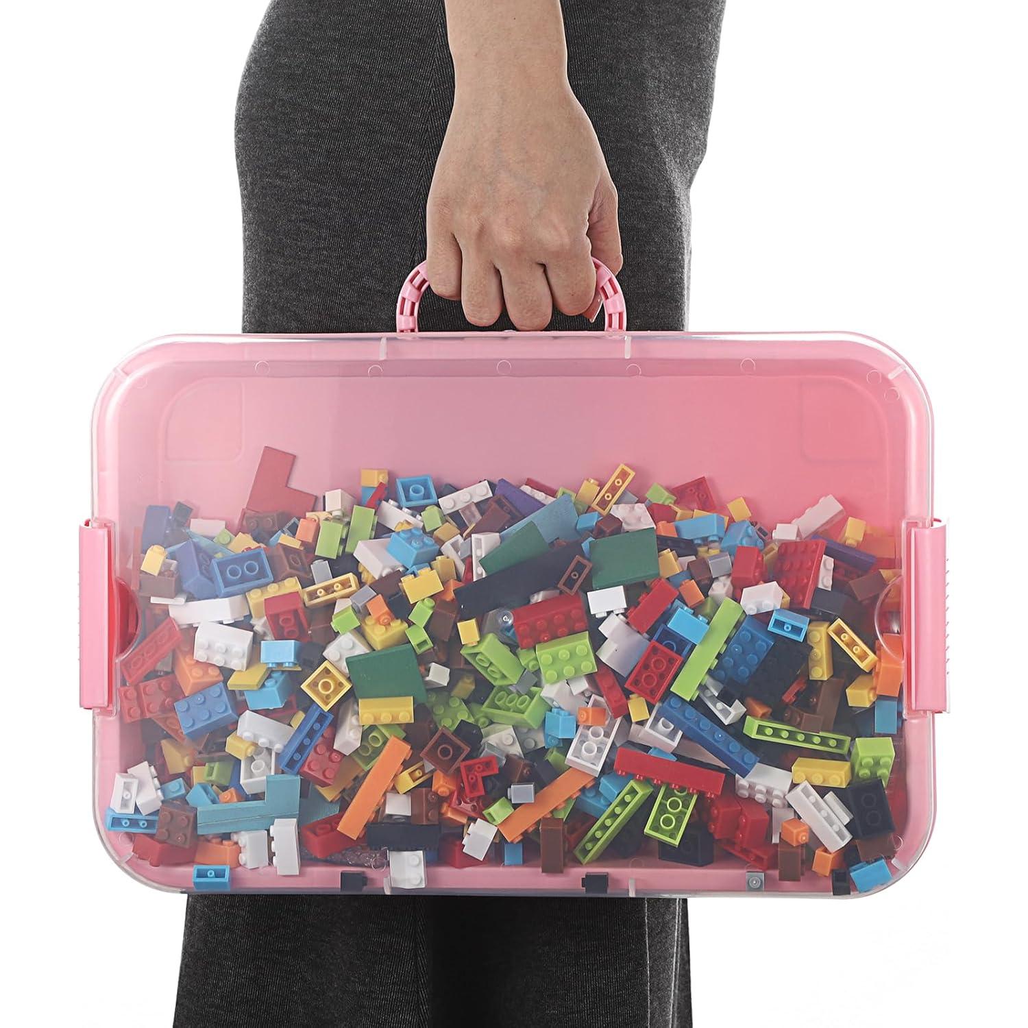 Bandeja de Arena Plástica BTSKY 2PCS 38x25x8cm Rosa con Tapa