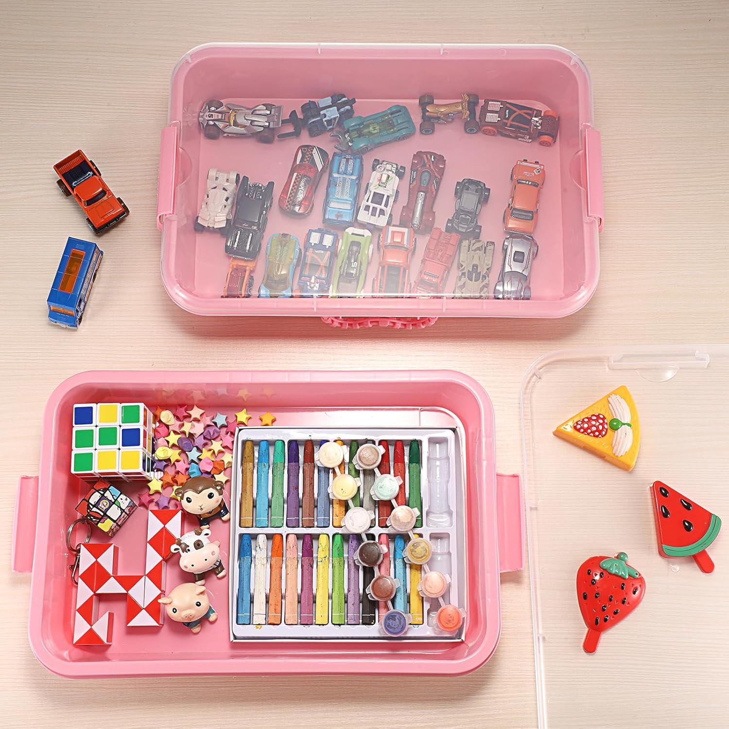 Bandeja de Arena Plástica BTSKY 2PCS 38x25x8cm Rosa con Tapa