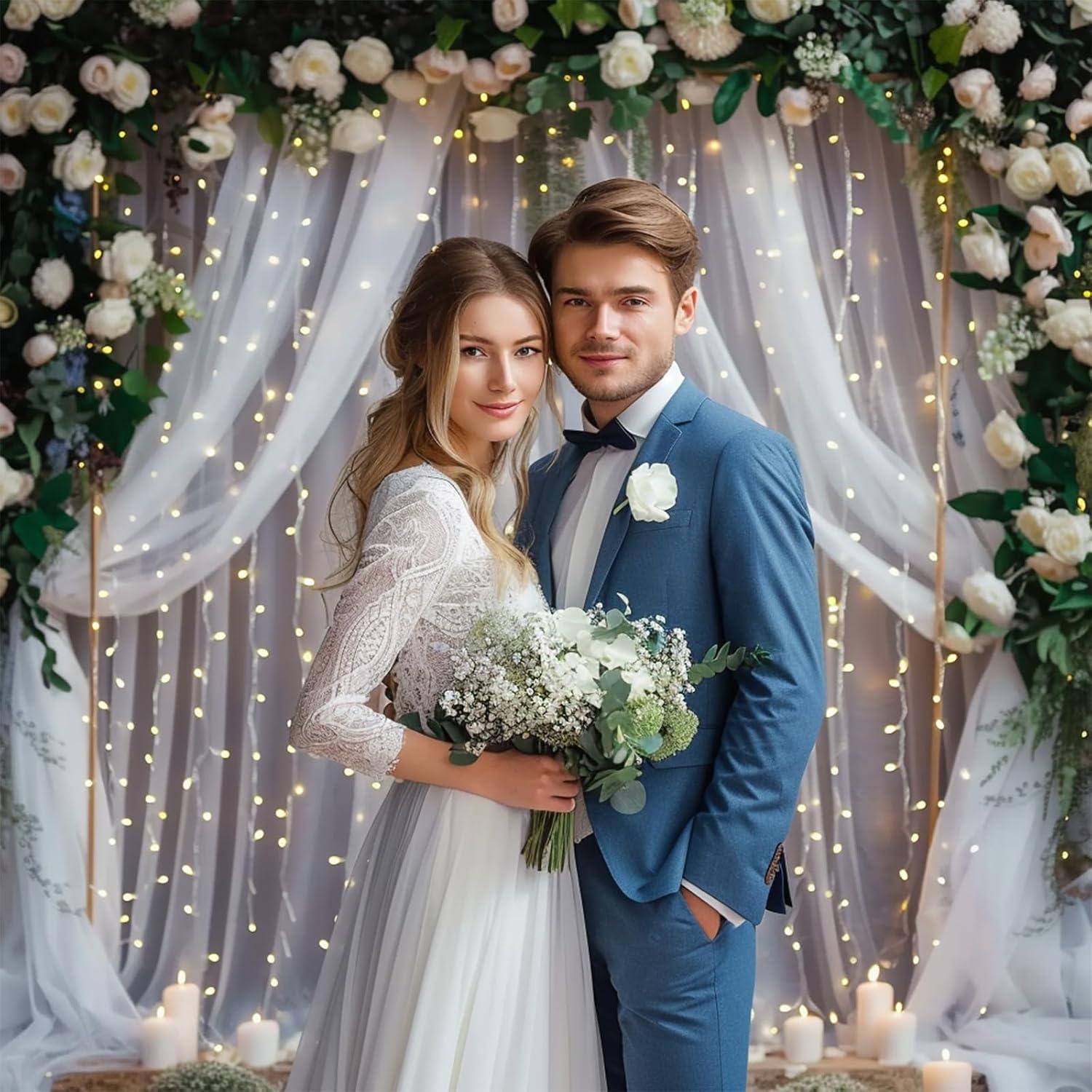 Cortina de Fondo Blanca Gallety 10ft x 8ft con Luces LED