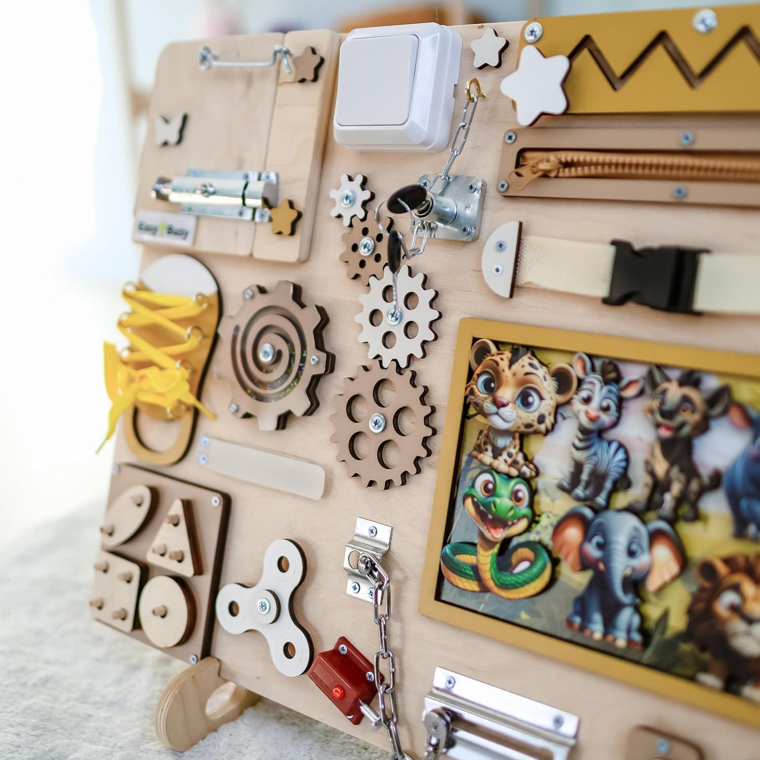 Tablero Ocupado Montessori Easy Busy Safari 40x50 cm