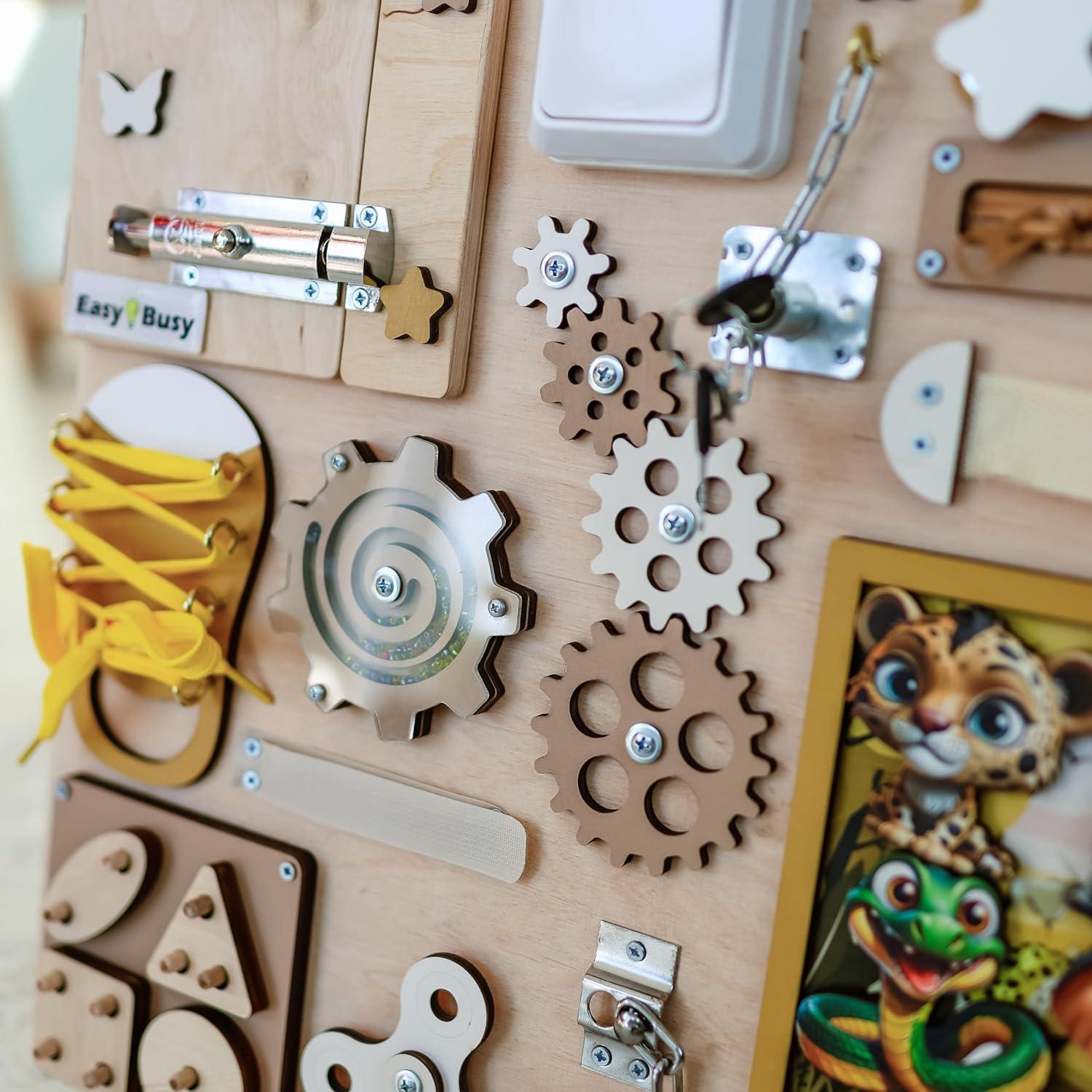 Tablero Ocupado Montessori Easy Busy Safari 40x50 cm