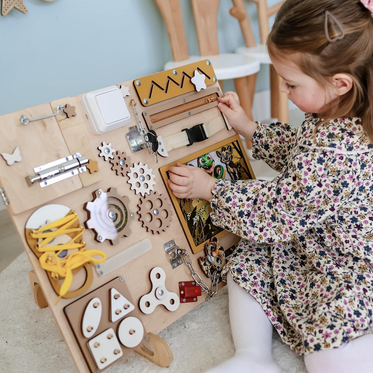 Tablero Ocupado Montessori Easy Busy Safari 40x50 cm