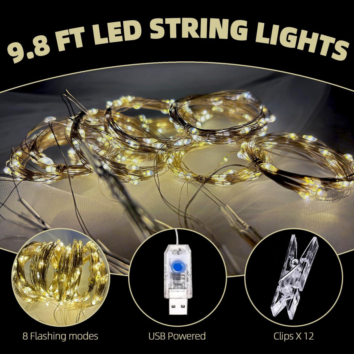 Cortina de Tul Rosa con Luces 3.05x2.44m - 2 Paneles