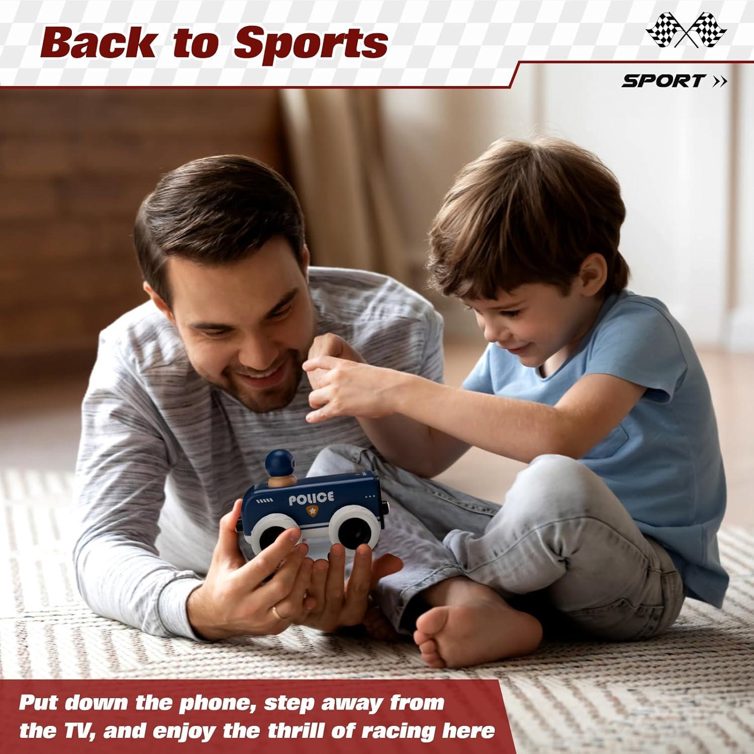 Coche de Policía de Madera ButToyBroz Retro Azul 13.5x9x9cm