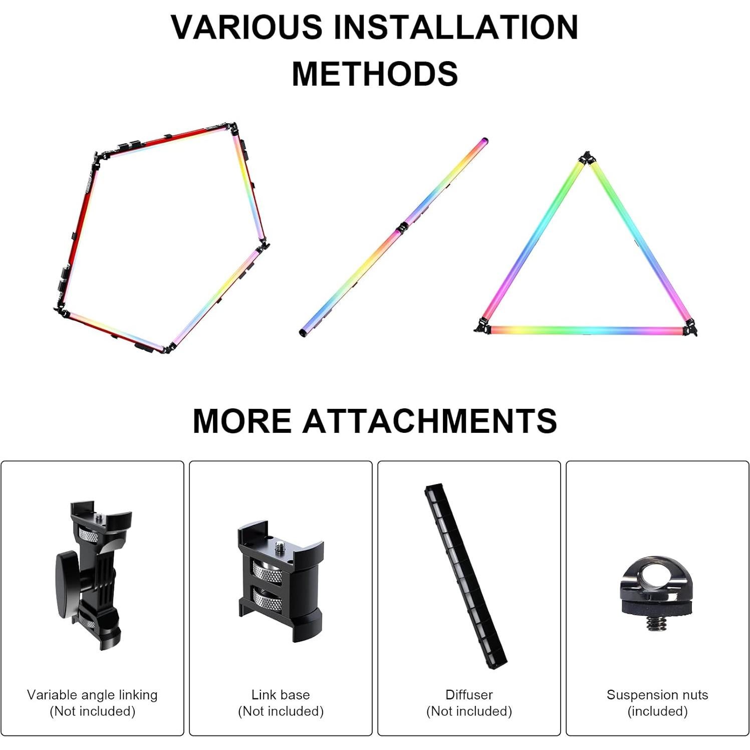 Luz de Video LED RGB GVM BD25R 25W 60.96cm 12 Efectos