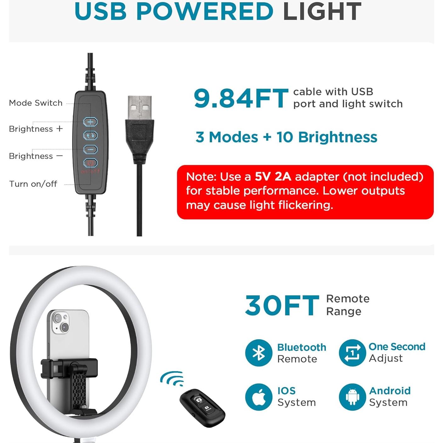 Luz de Anillo Selfie InnoGear 25 cm con Soporte Ajustable