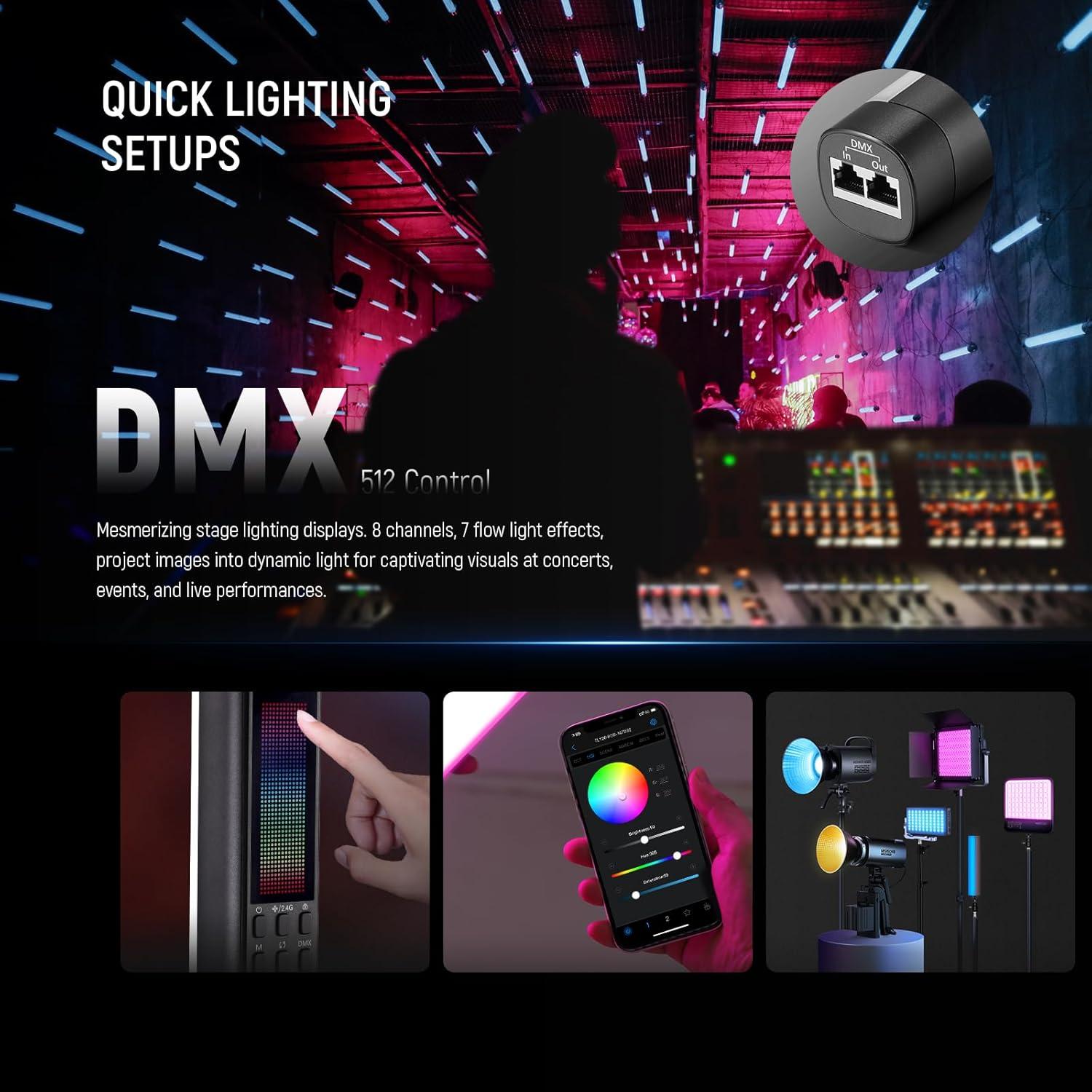 Luz de Tubo RGB NEEWER TL60 20W LED Control APP DMX