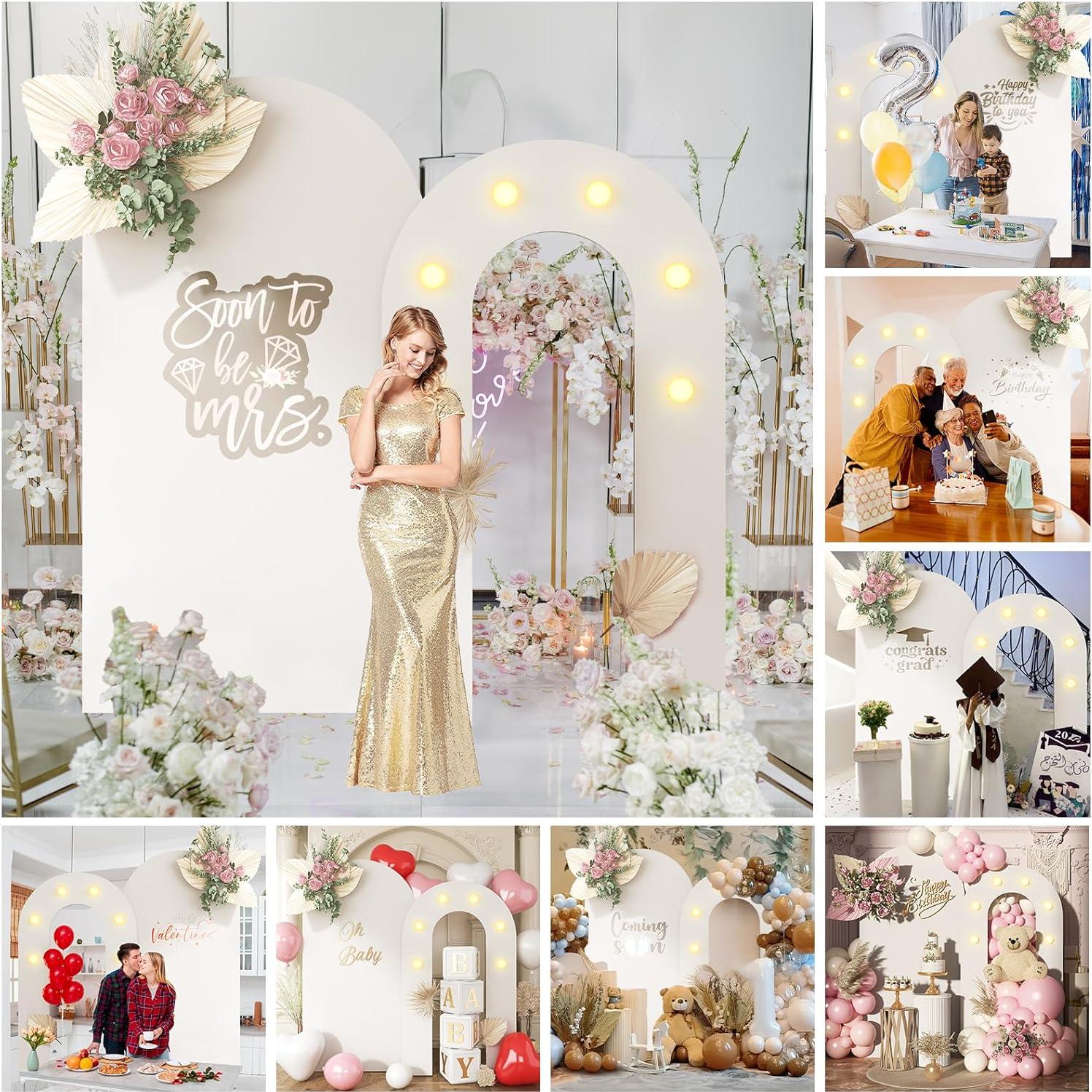 Soporte de fondo de arco blanco Jobkoo 1.88m y 1.68m con luces