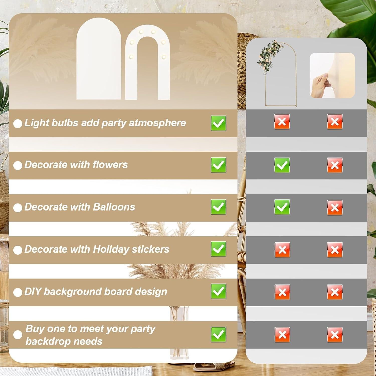 Soporte de fondo de arco blanco Jobkoo 1.88m y 1.68m con luces