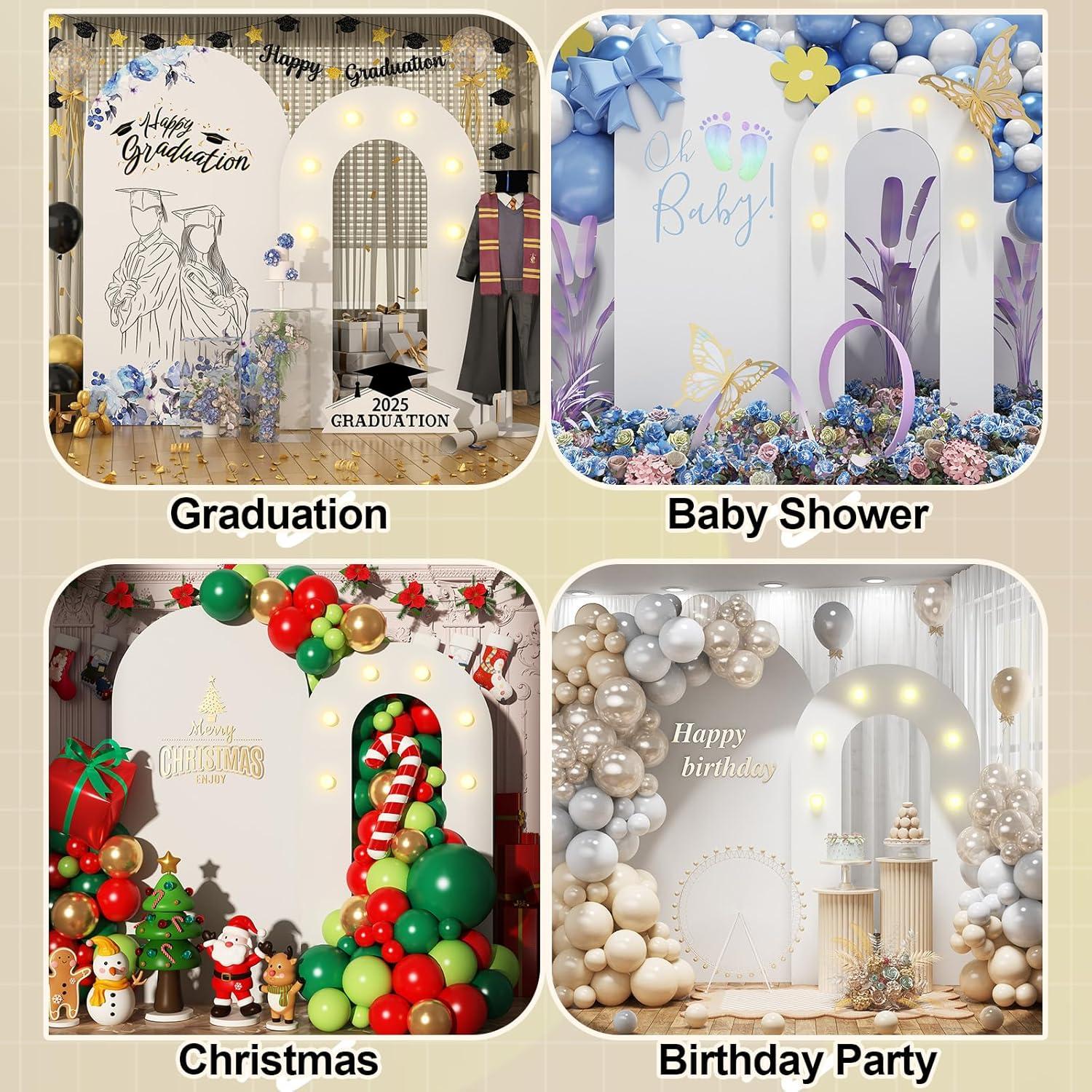 Soporte de fondo de arco blanco Jobkoo 1.88m y 1.68m con luces