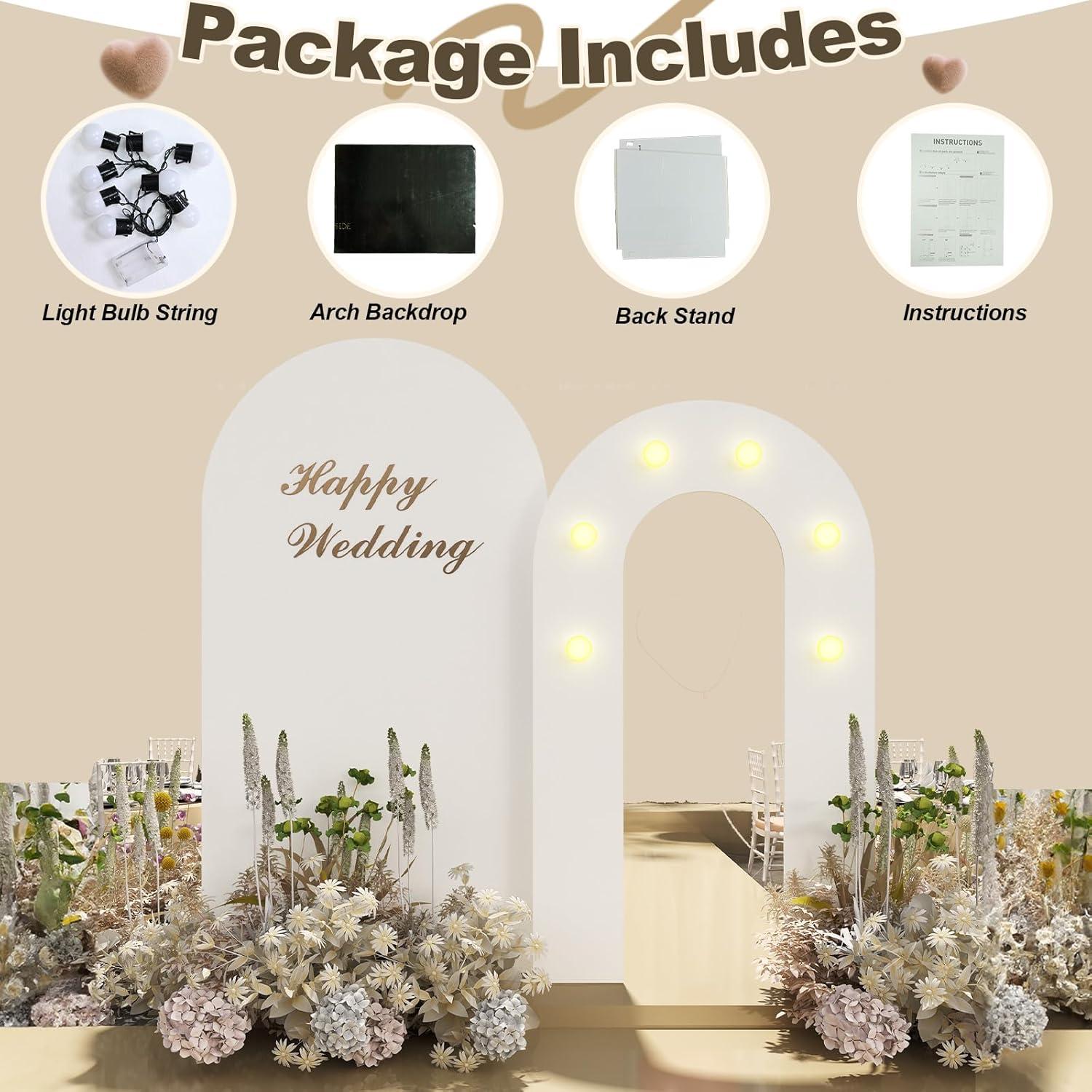 Soporte de fondo de arco blanco Jobkoo 1.88m y 1.68m con luces