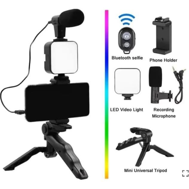 Kit de Vlogging Acuvar Pro Grip con Luz LED y Micrófono