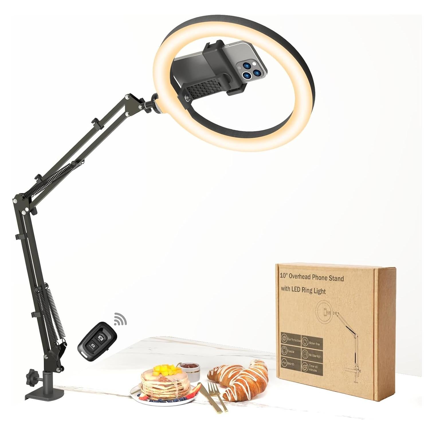 Luz de Anillo LED 10" FZYGRAVH con Soporte y Control Remoto