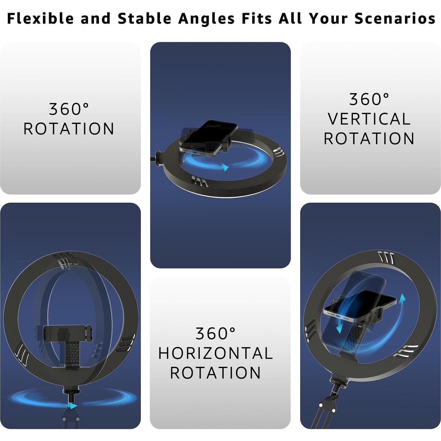 Luz de Anillo LED 10" FZYGRAVH con Soporte y Control Remoto